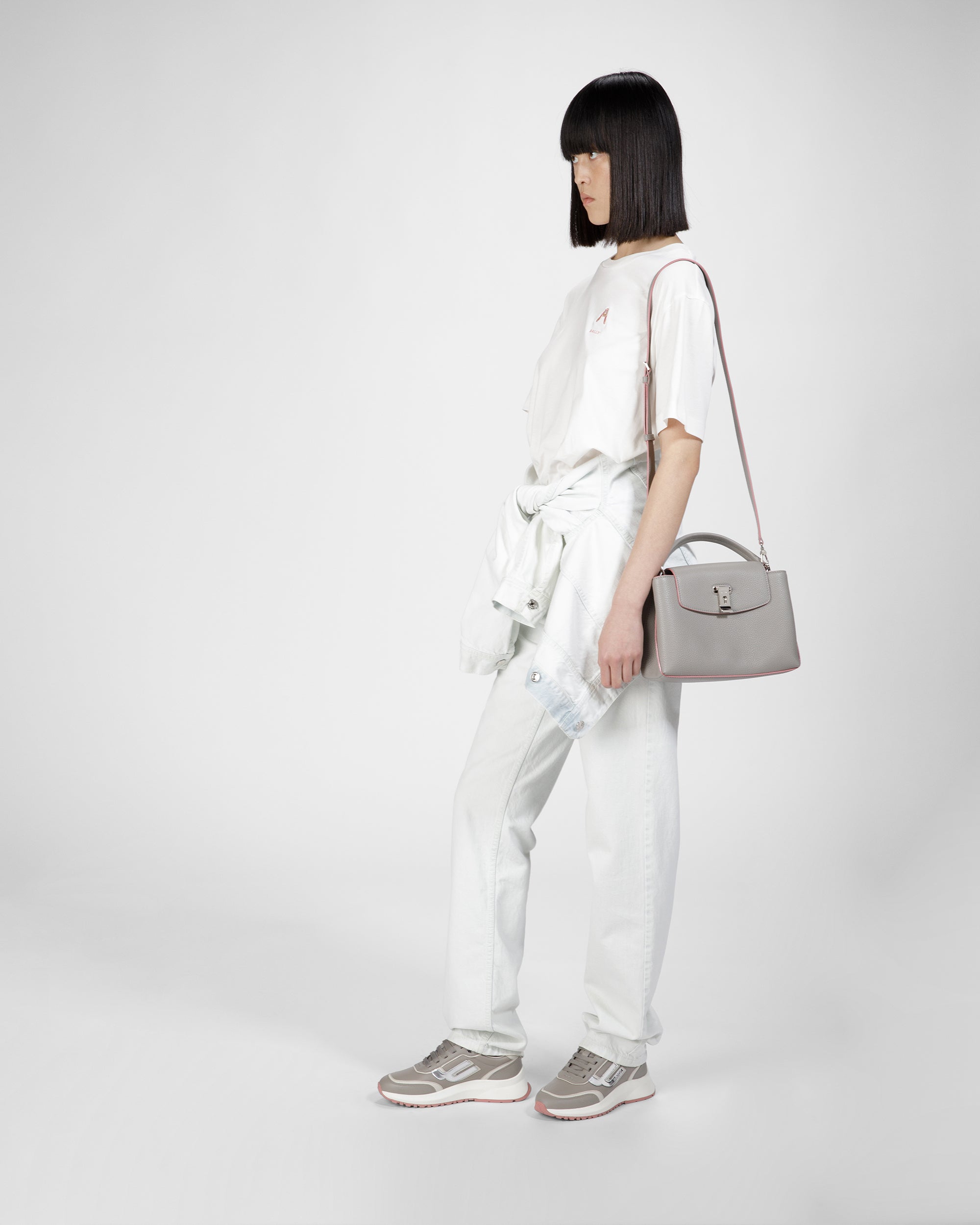 Layka Small Leather Top Handle Bag In Stone - Women's - Bally - 07