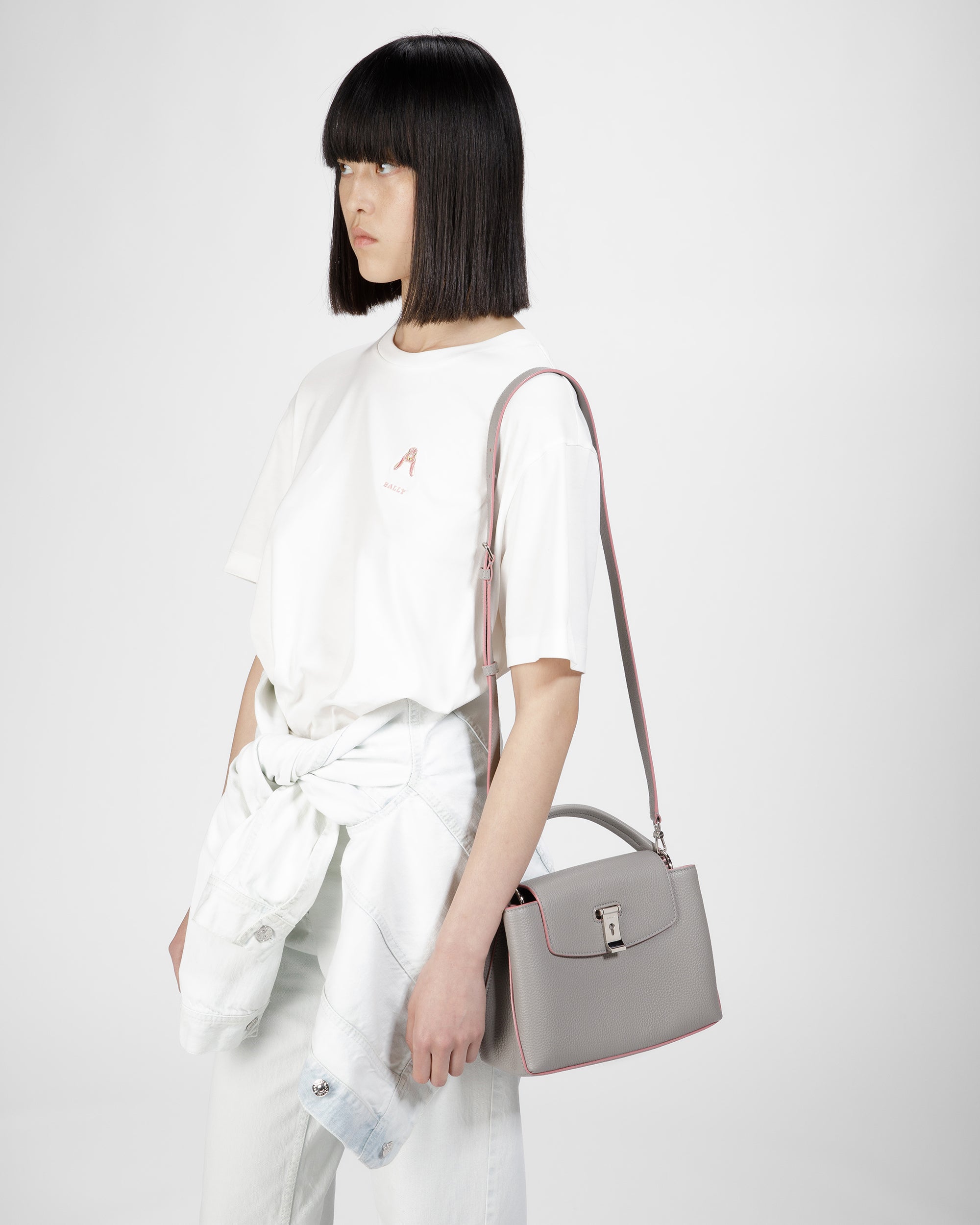 Layka Small Leather Top Handle Bag In Stone - Women's - Bally - 08