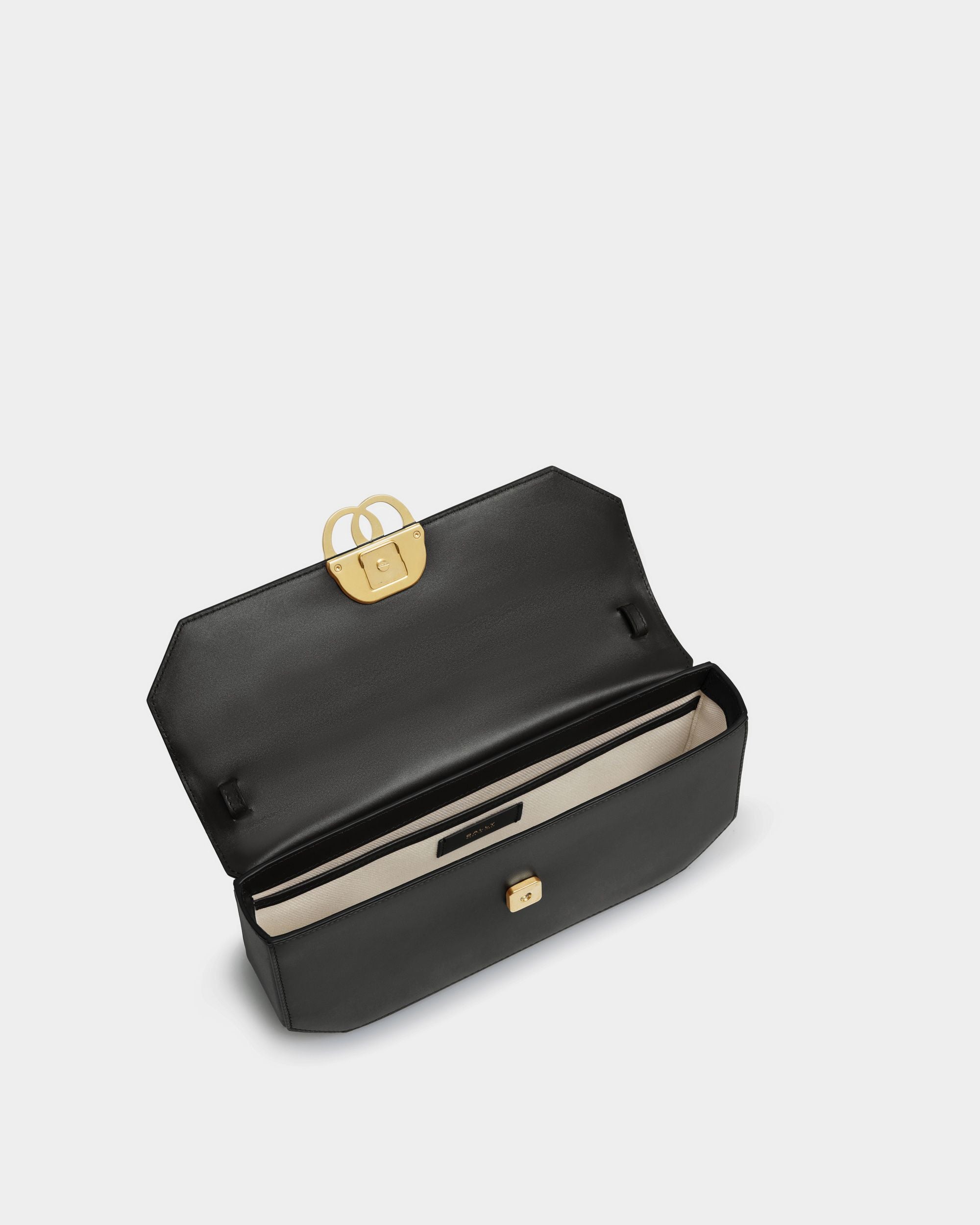 Emblem Shoulder Bag In Black Leather - Women's - Bally - 04