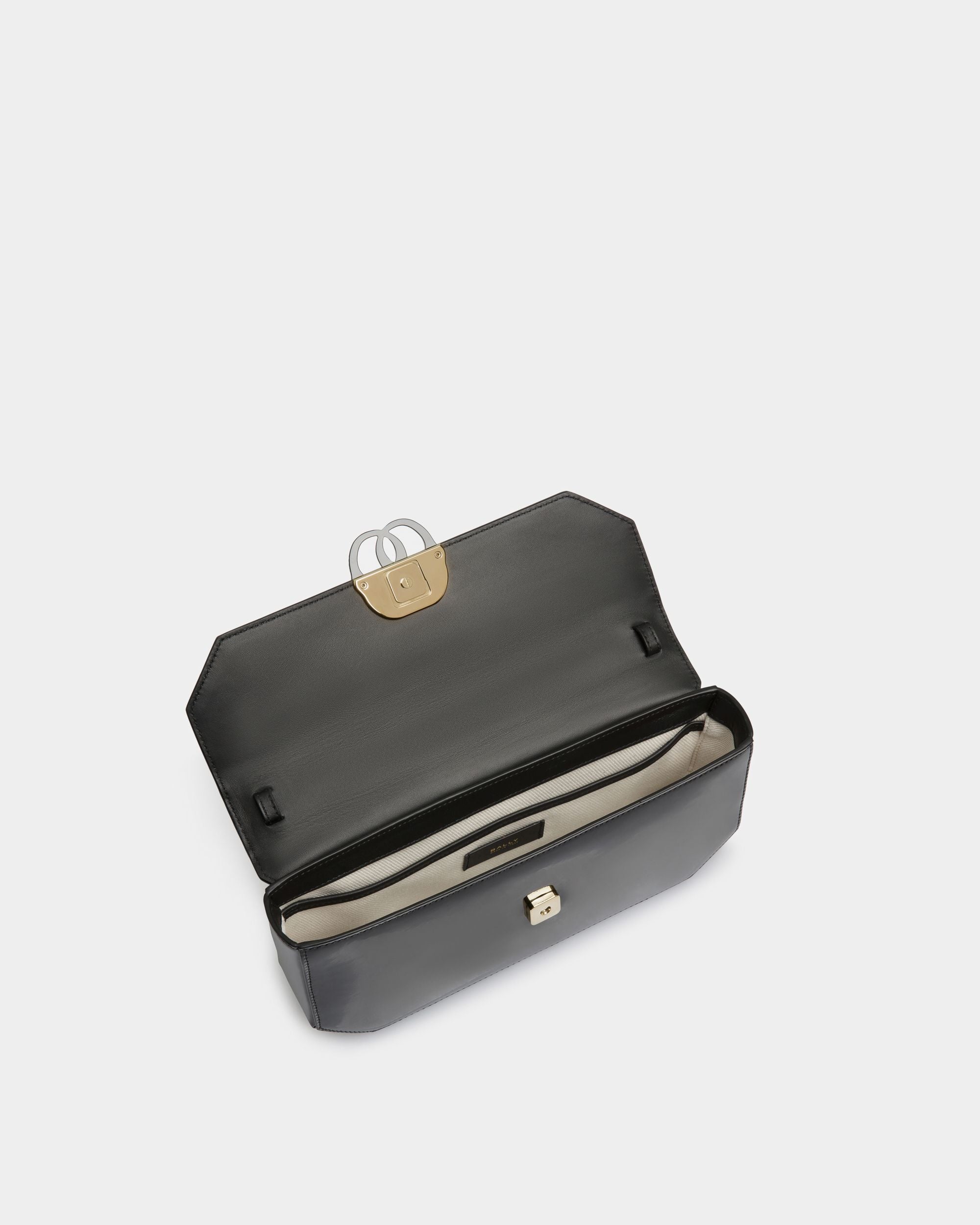 Emblem Shoulder Bag In Black Leather - Women's - Bally - 05