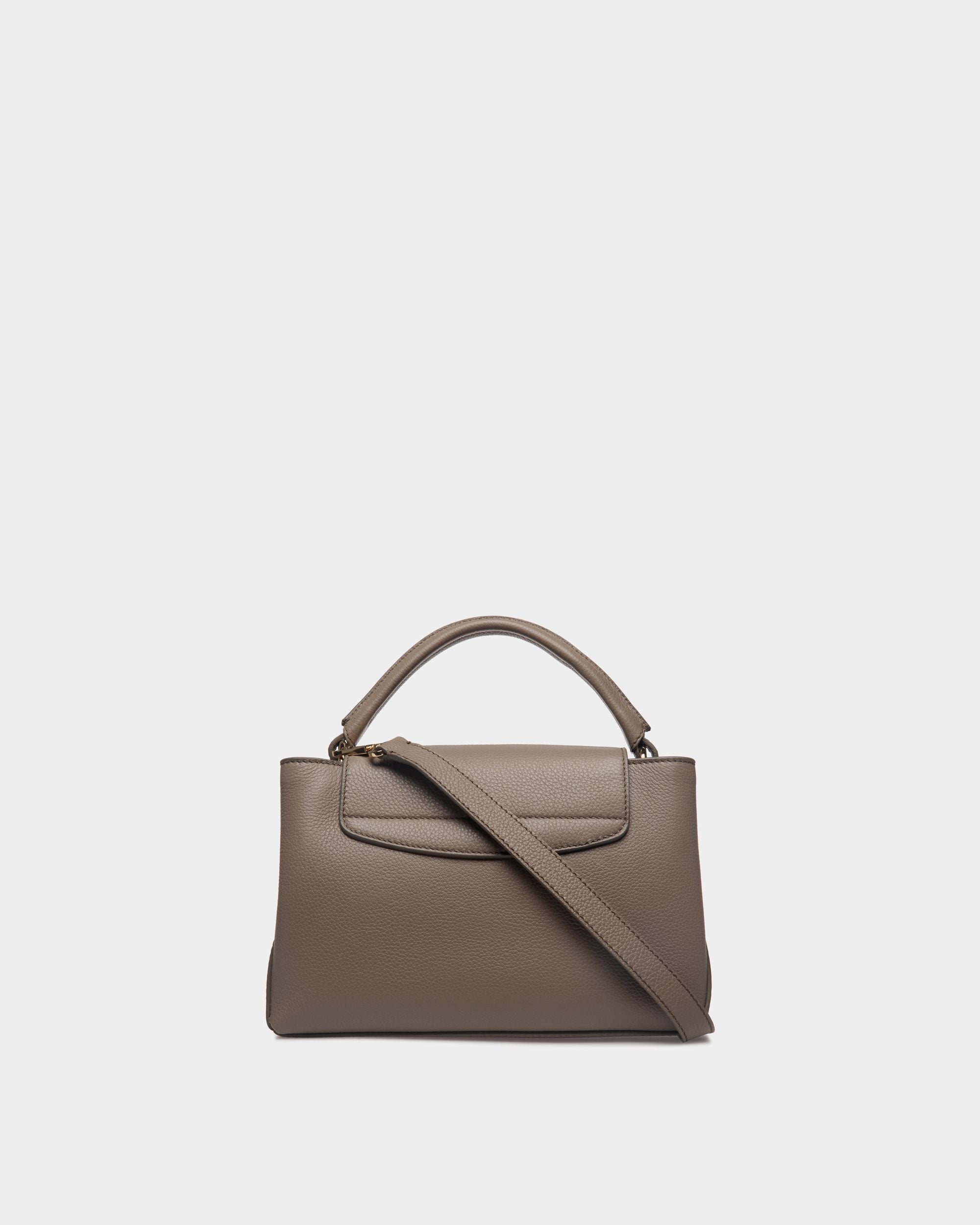 Lock Me Small Top Handle Bag In Taupe Grained Leather - Women's - Bally - 02