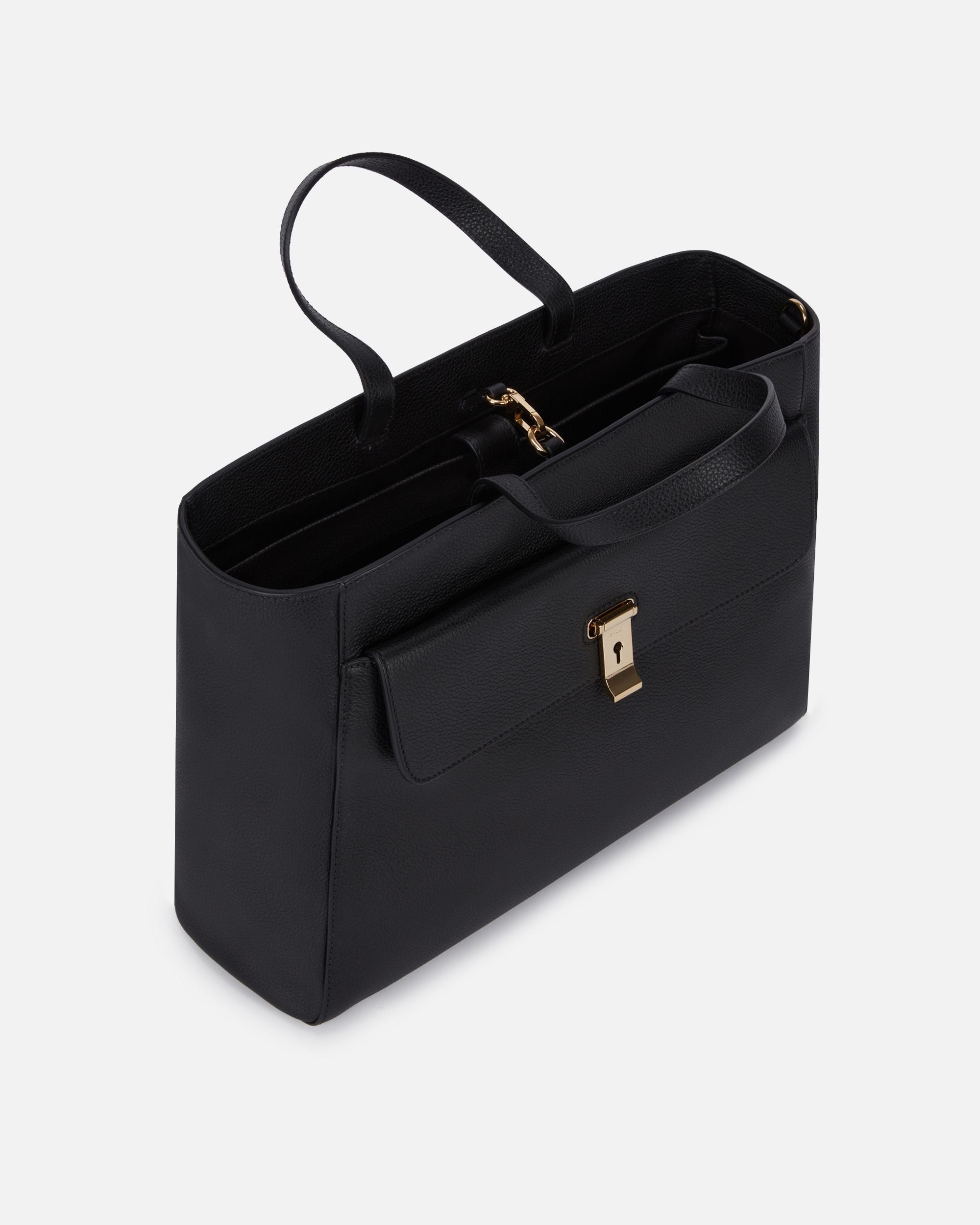 Lock Me Tote Bag In Black Grained Leather - Women's - Bally - 04