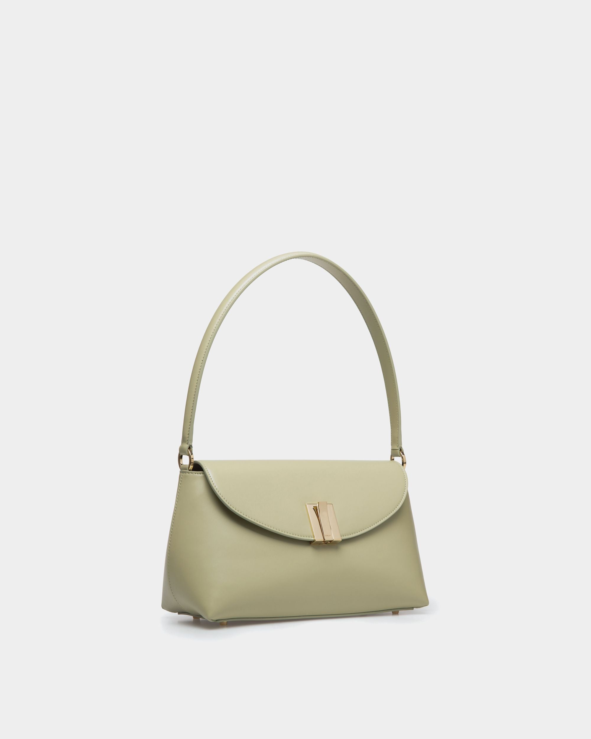 Ollam Small Top Handle Bag In Light Green Leather - Women's - Bally - 04