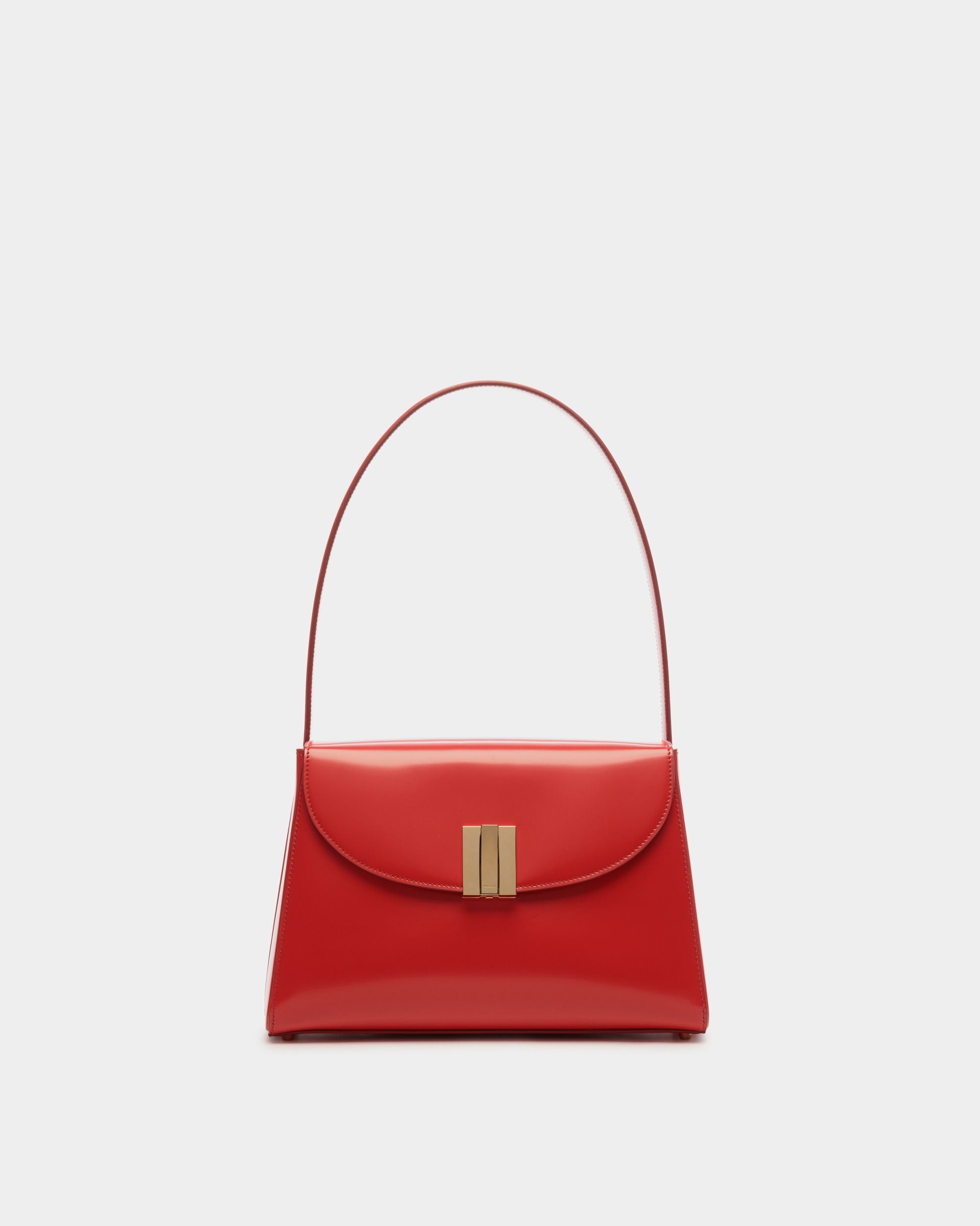 Ollam Shoulder Bag in Candy Red Brushed Leather - Women's - Bally - 01
