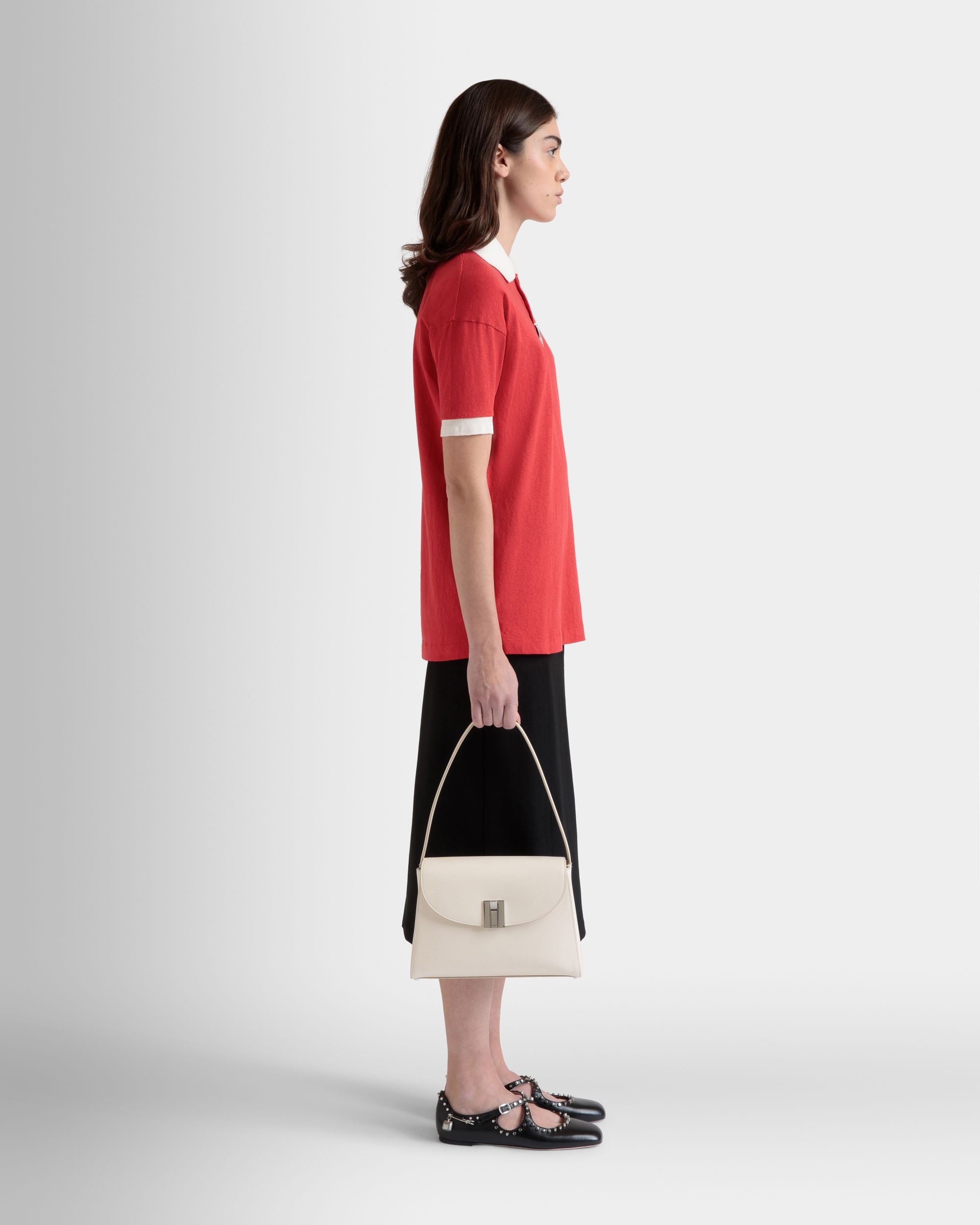 Ollam Shoulder Bag in White Leather - Women's - Bally - 02