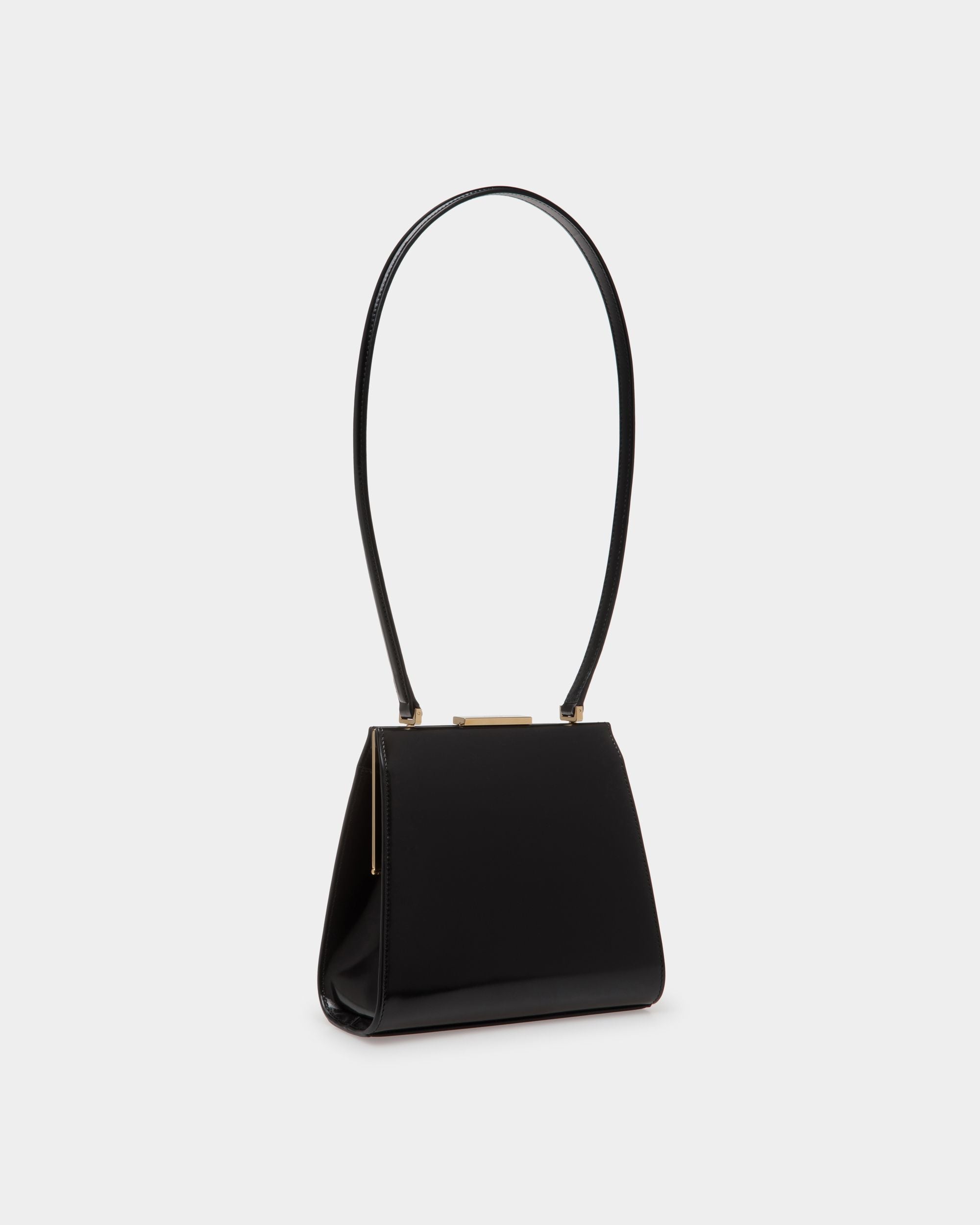 Deco Shoulder Bag in Black Brushed Leather - Women's - Bally - 04