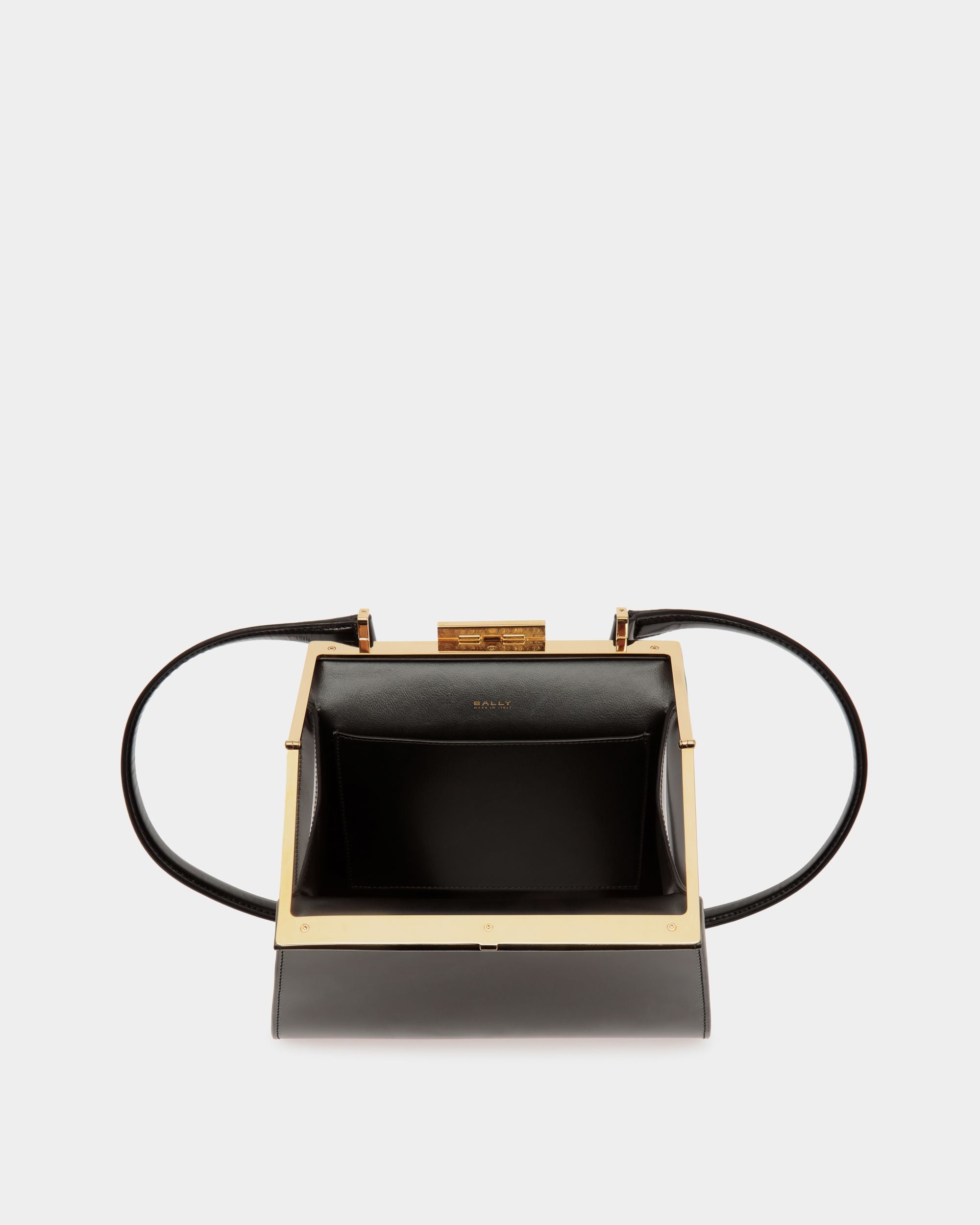 Deco Shoulder Bag in Black Brushed Leather - Women's - Bally - 05