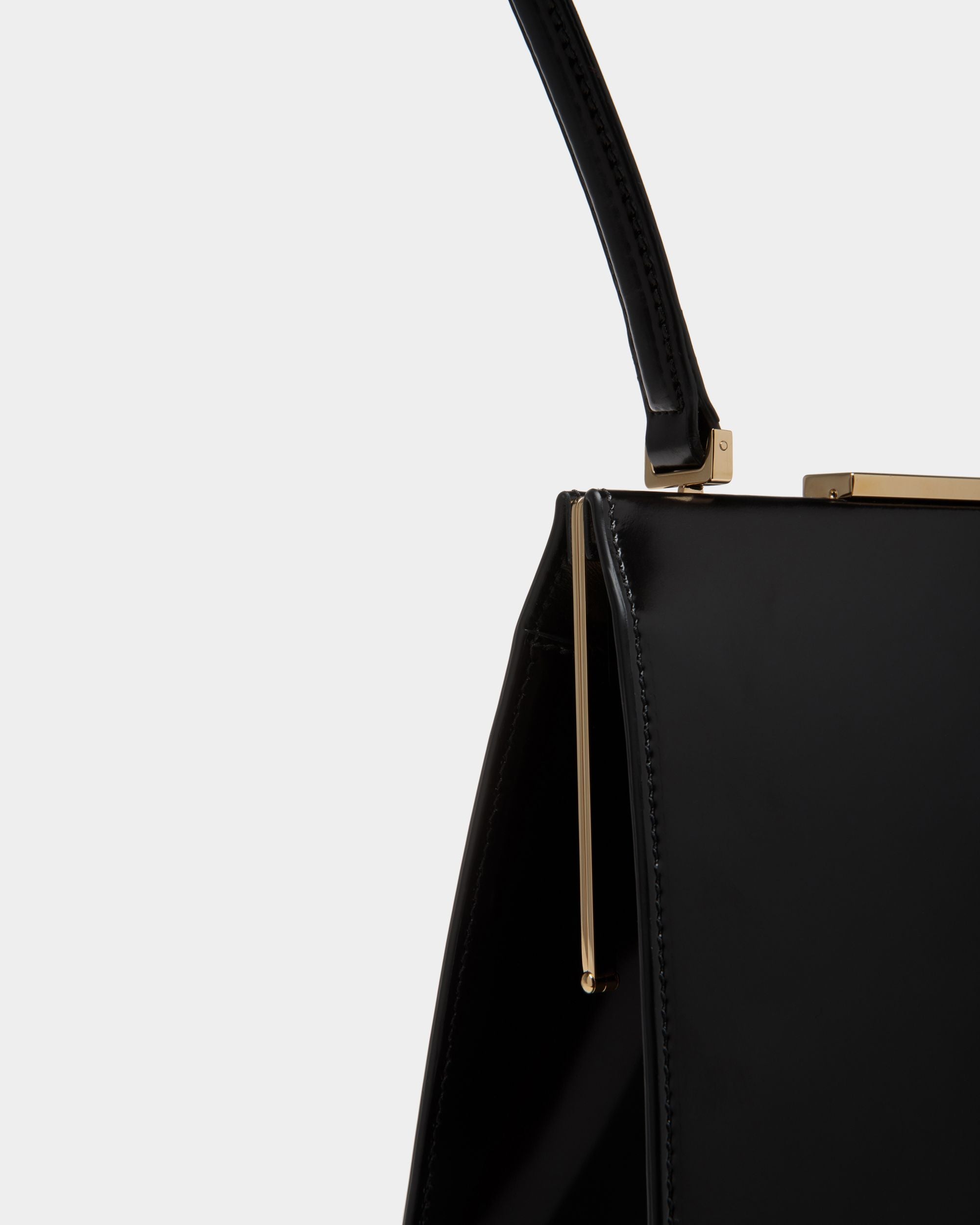 Deco Shoulder Bag in Black Brushed Leather - Women's - Bally - 06