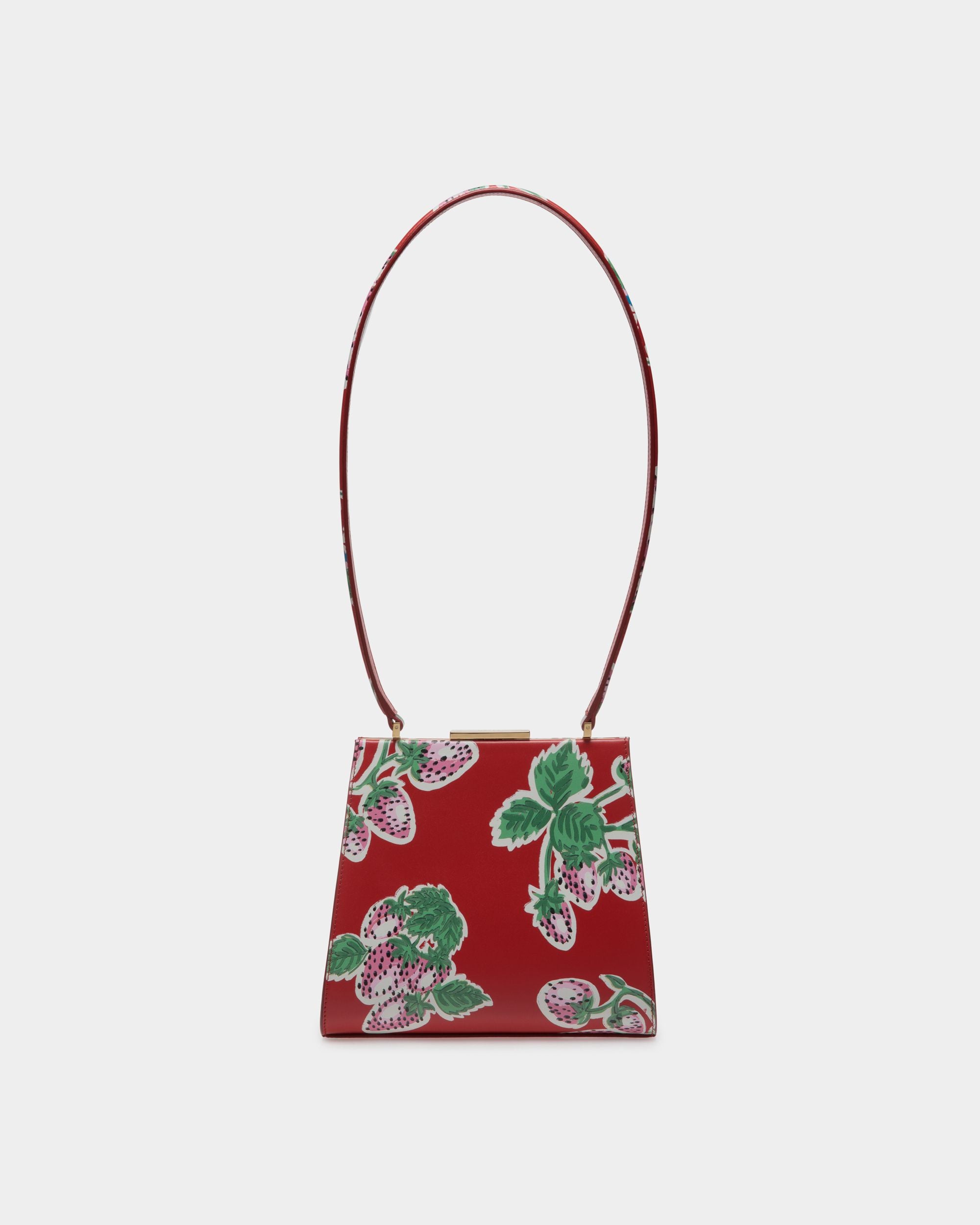 Deco Shoulder Bag in Strawberry Print Leather - Women's - Bally - 01