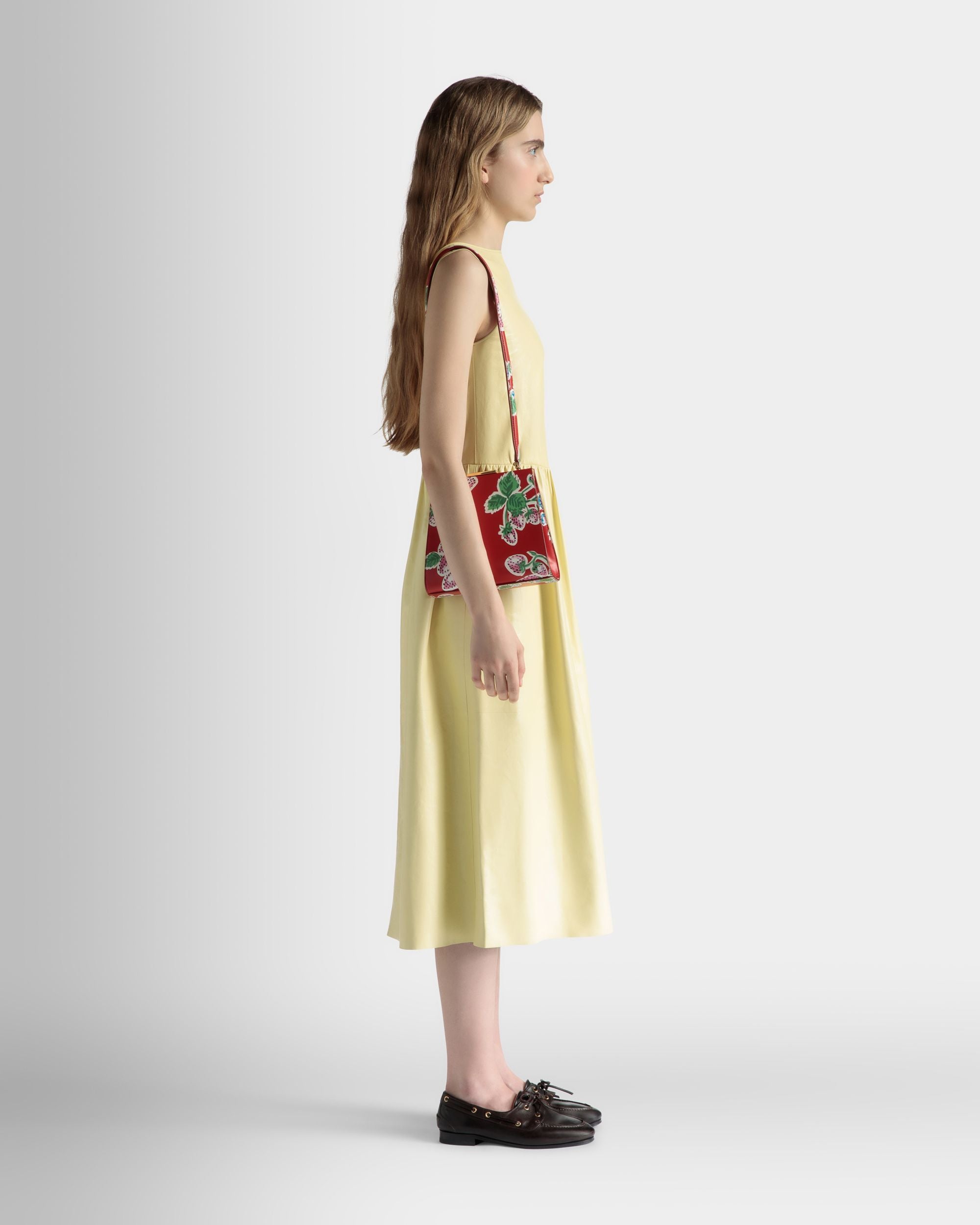 Deco Shoulder Bag in Strawberry Print Leather - Women's - Bally - 02
