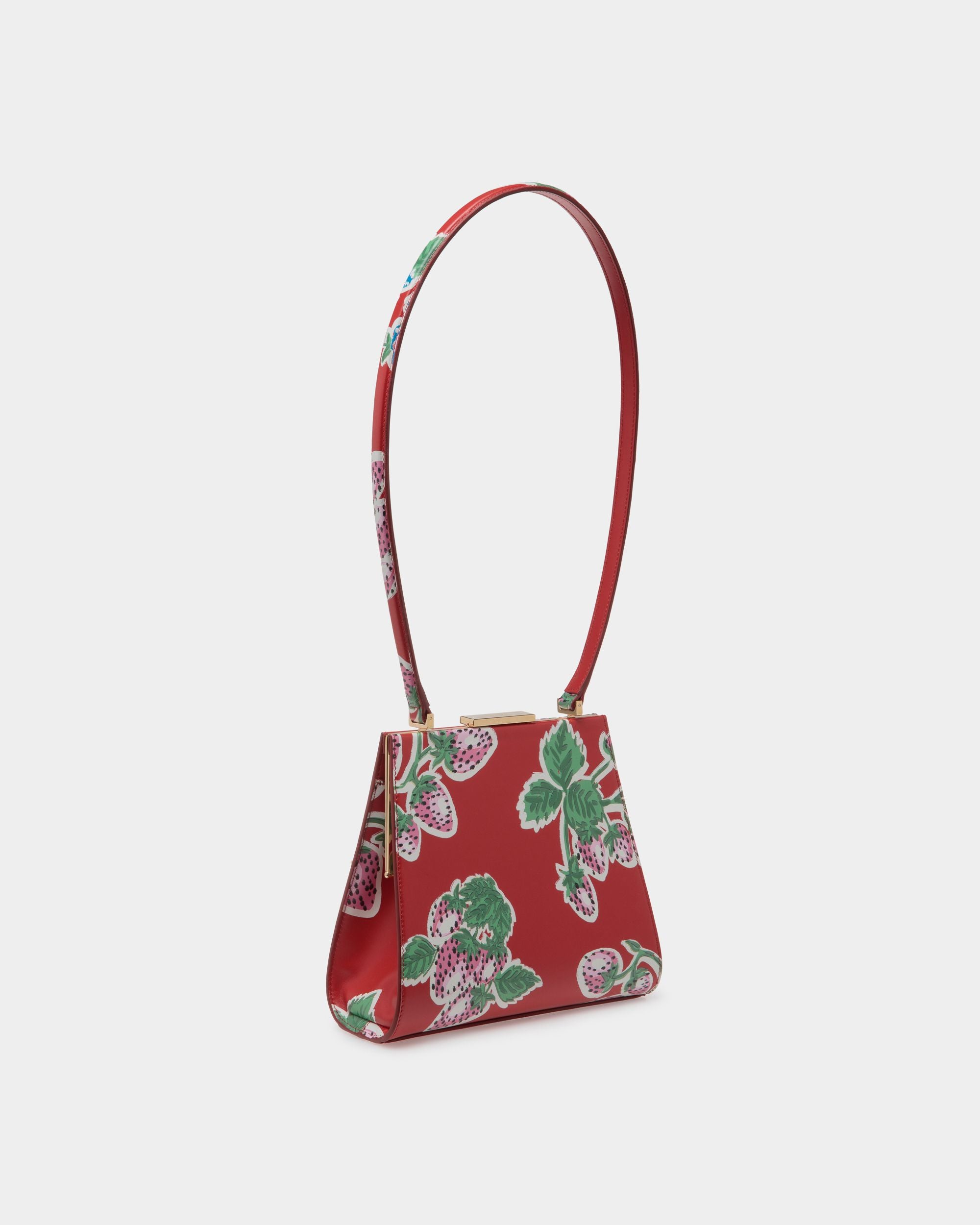 Deco Shoulder Bag in Strawberry Print Leather - Women's - Bally - 04