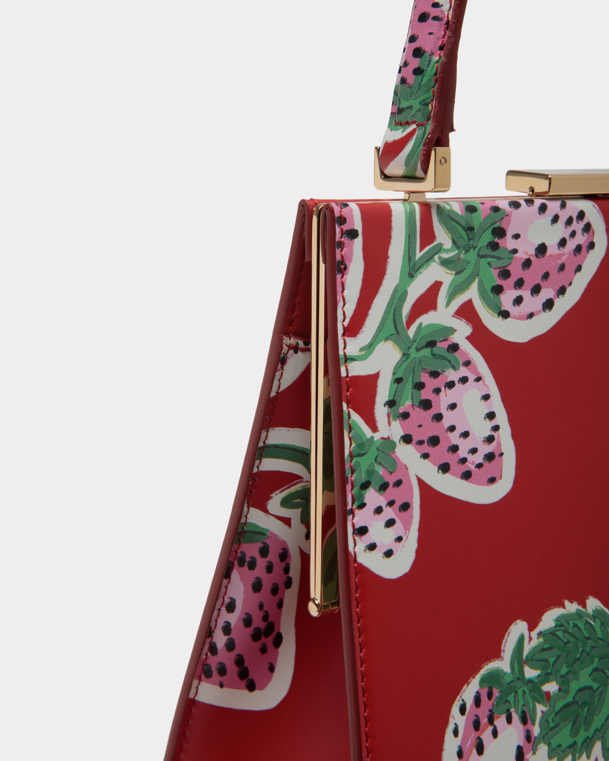 Deco Shoulder Bag in Strawberry Print Leather - Women's - Bally - 06
