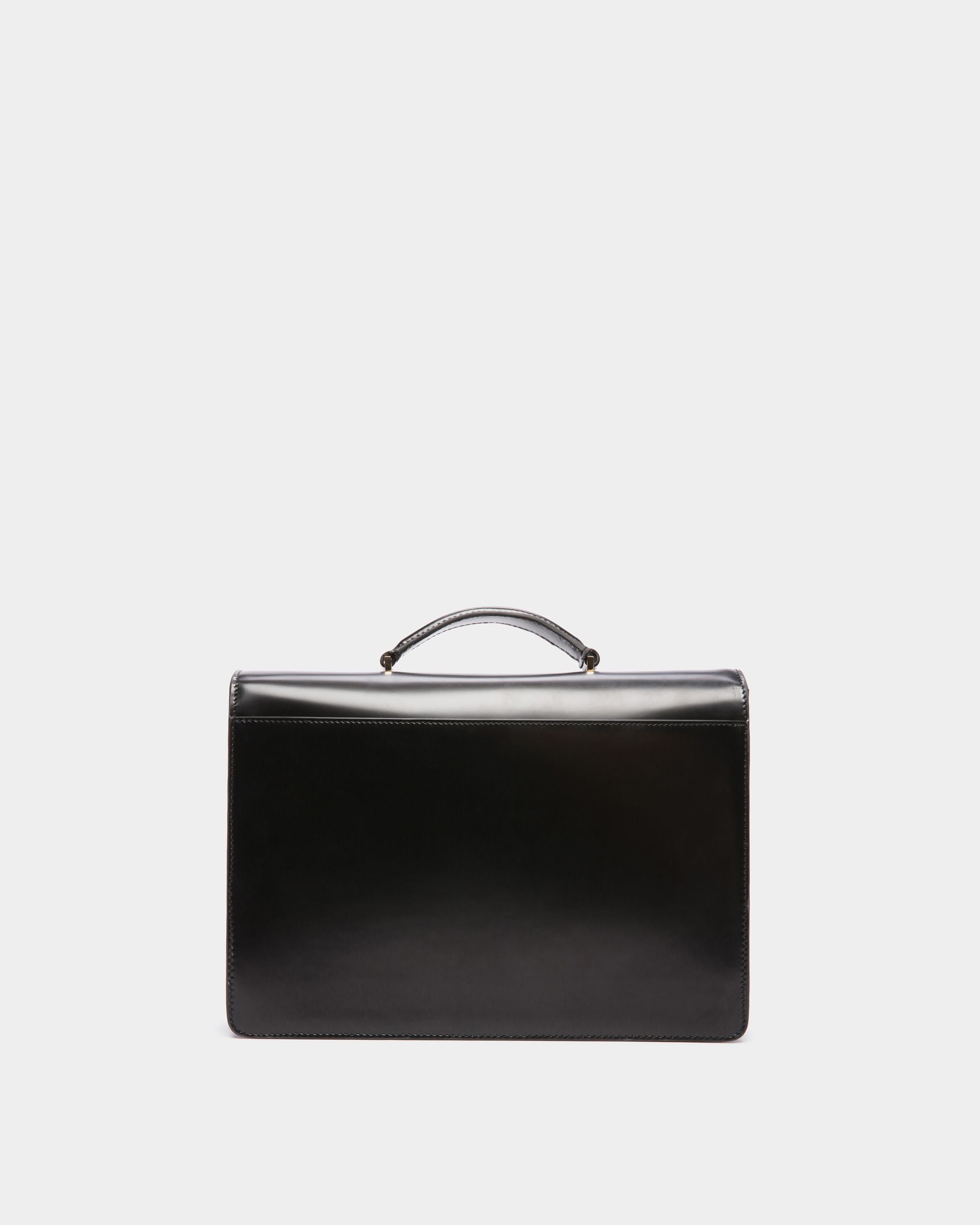 Ollam Top Handle Bag in Black Brushed Leather - Women's - Bally - 03