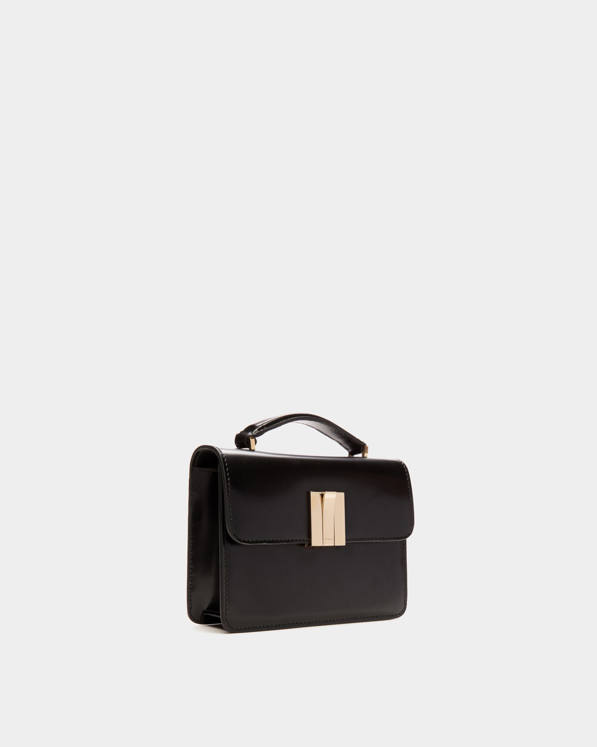 Ollam Mini Top Handle Bag in Black Brushed Leather - Women's - Bally - 04