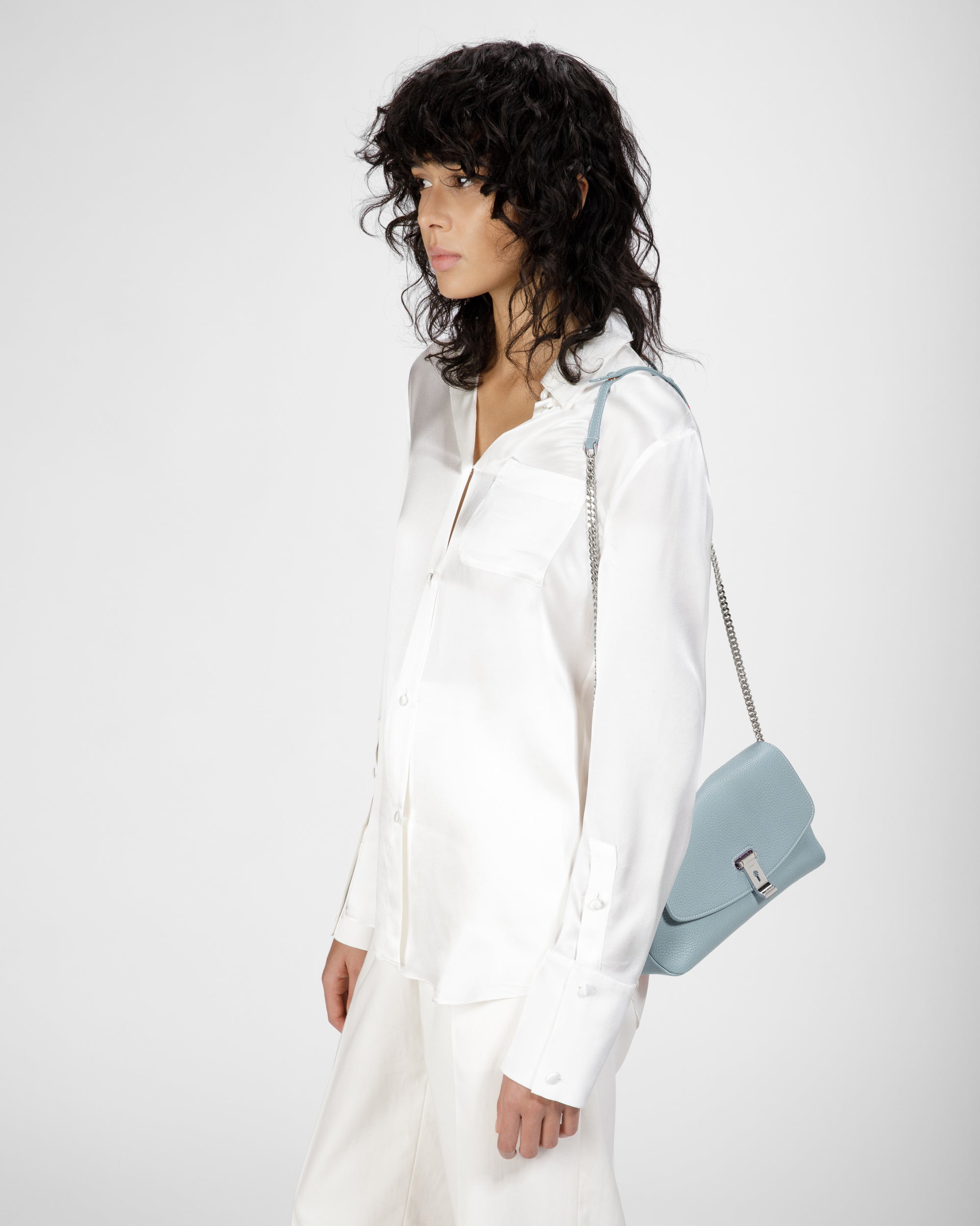 Leena Leather Minibag In Light Blue - Women's - Bally - 02