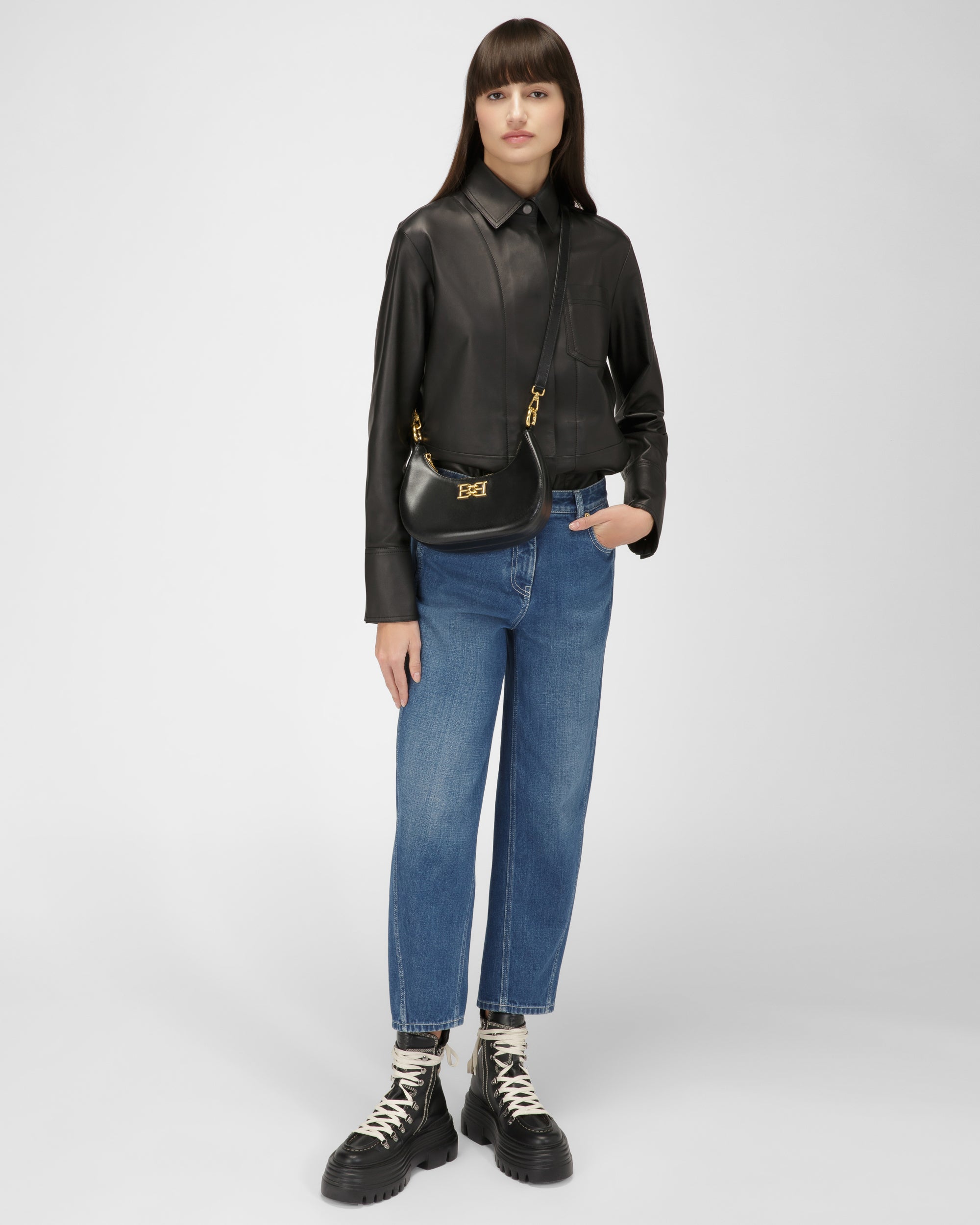 Bleyr Leather Crossbody Bag In Black - Women's - Bally - 03