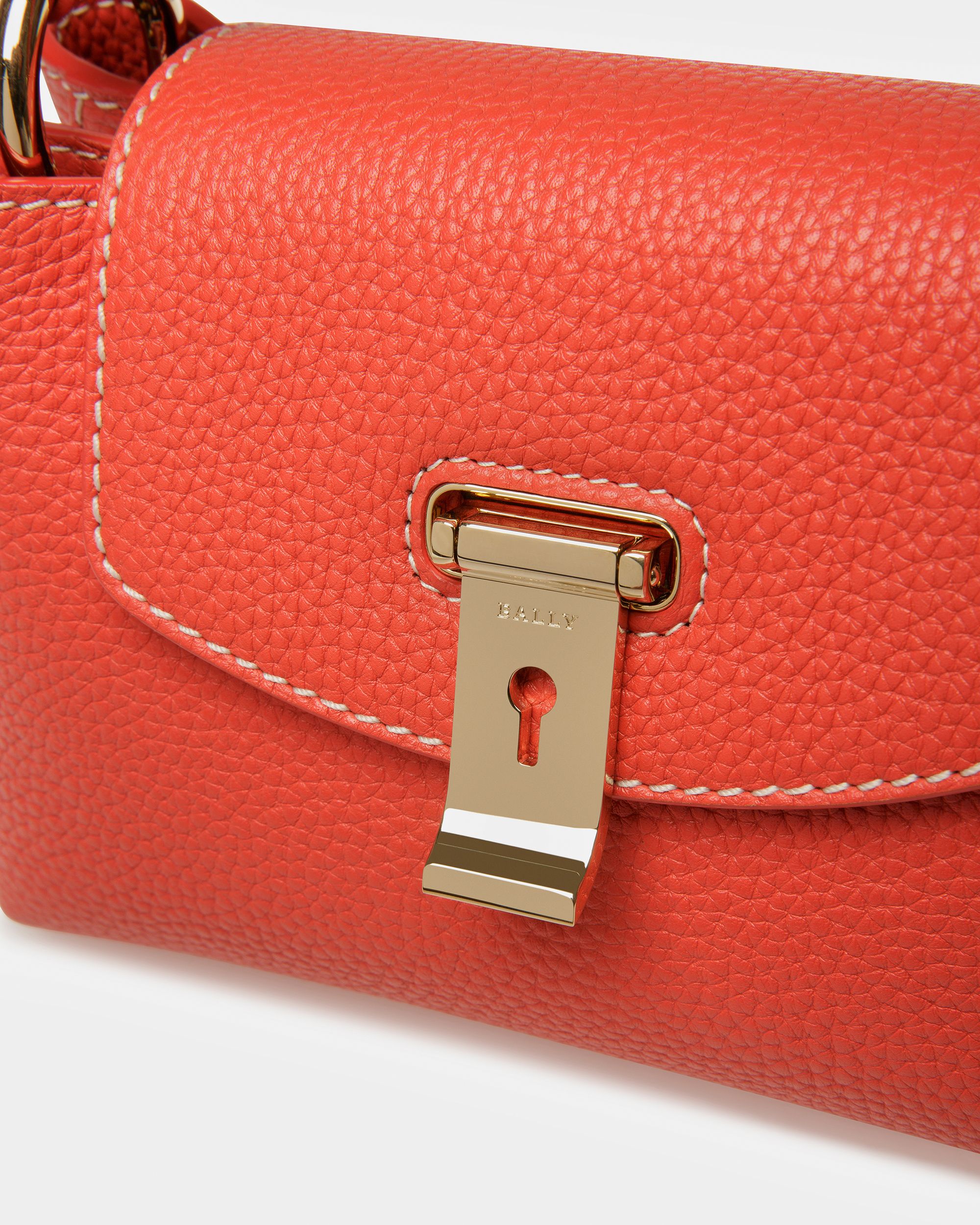 Layka XS Leather Top Handle Bag In Orange And Brown - Women's - Bally - 05