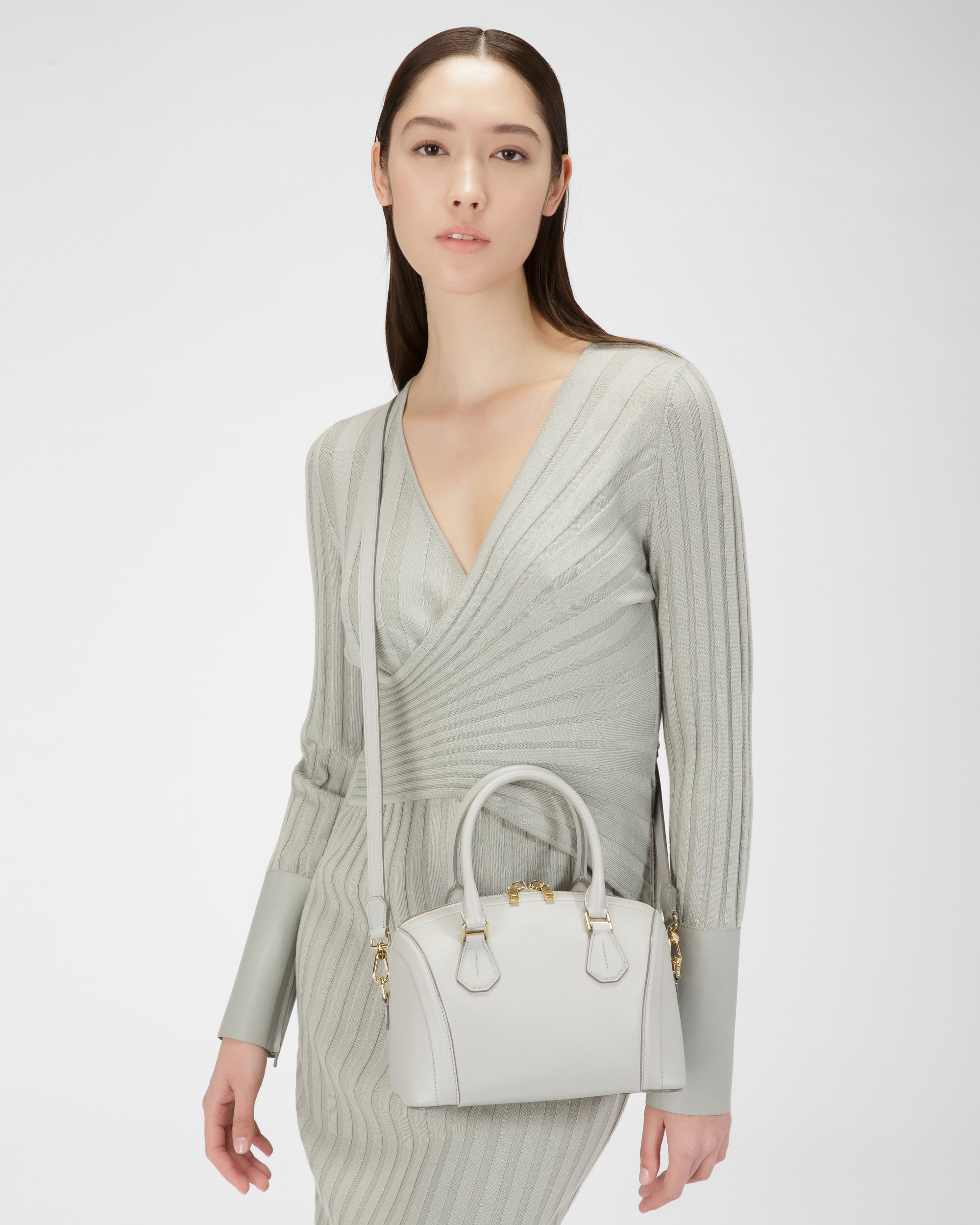Saffi Small Leather Crossbody Bag In Light Blue - Women's - Bally - 03