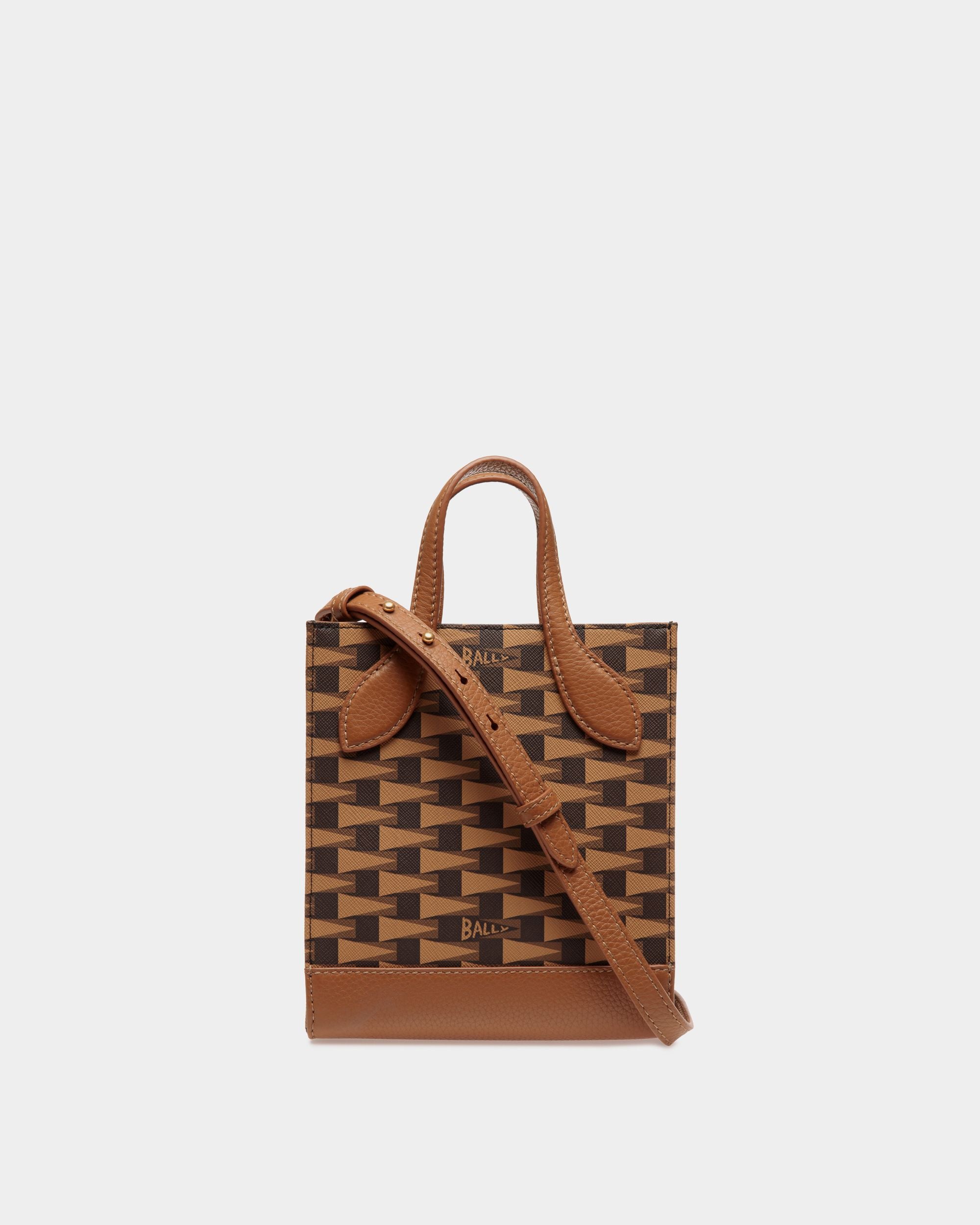 Pennant Mini Tote Bag in Brown Pennant Motif TPU - Women's - Bally - 02