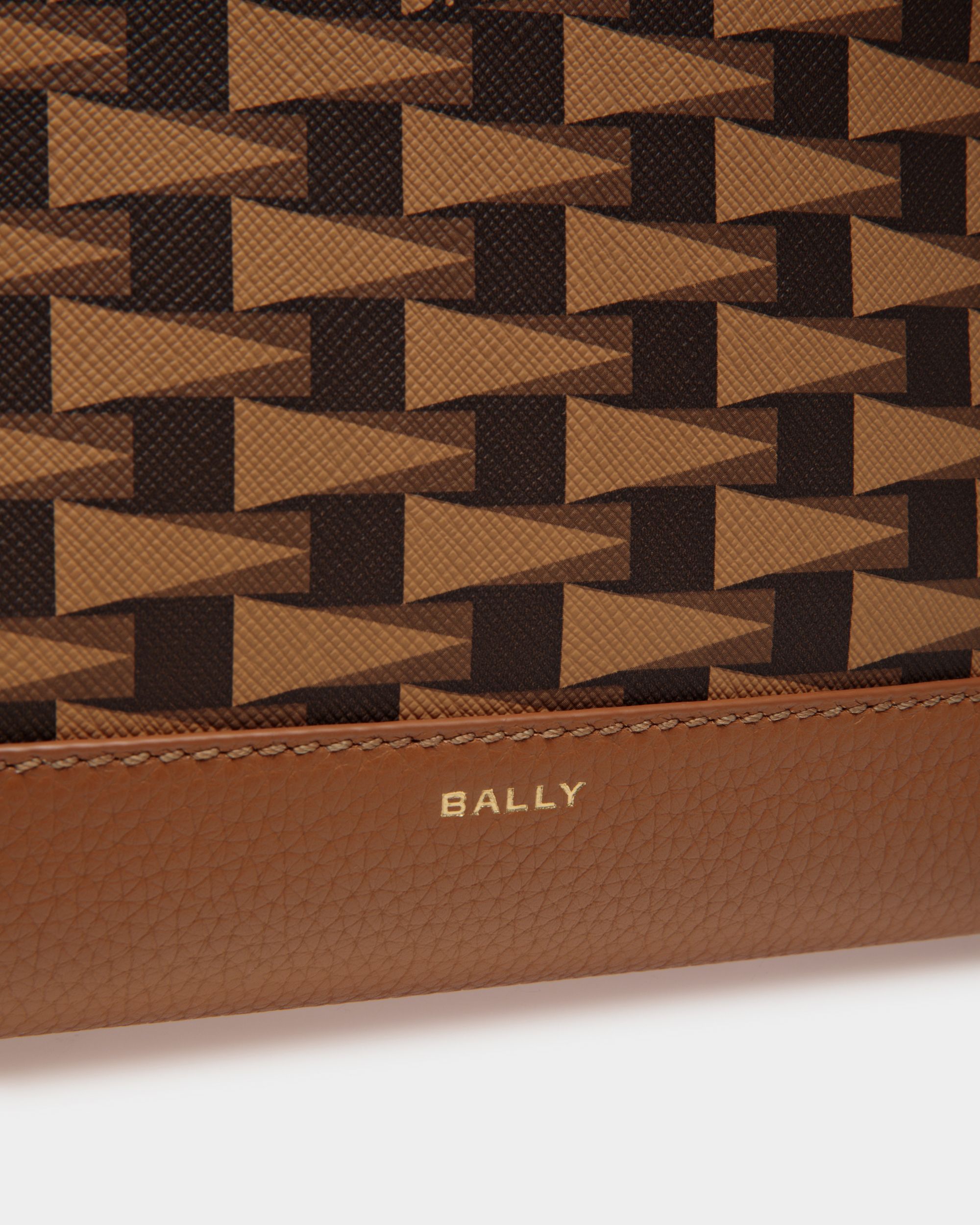 Pennant Mini Tote Bag in Brown Pennant Motif TPU - Women's - Bally - 05