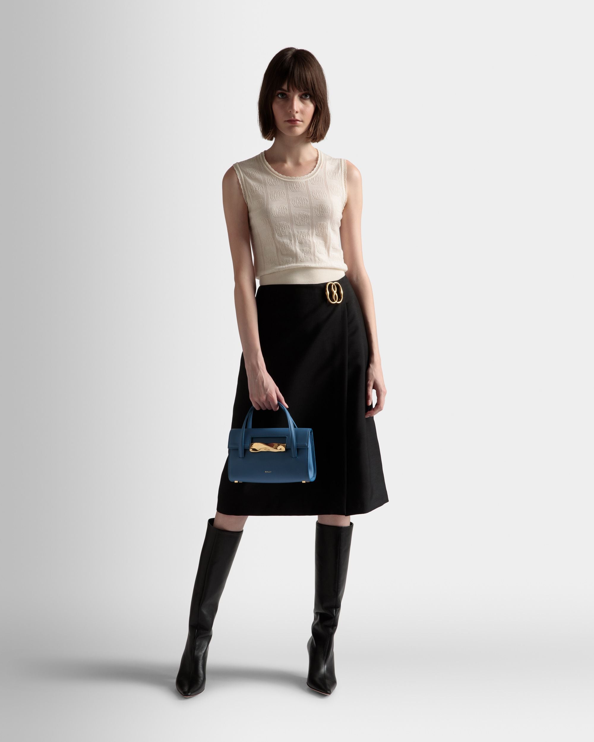 Baroque Minibag In Blue Kiss Leather - Women's - Bally - 02