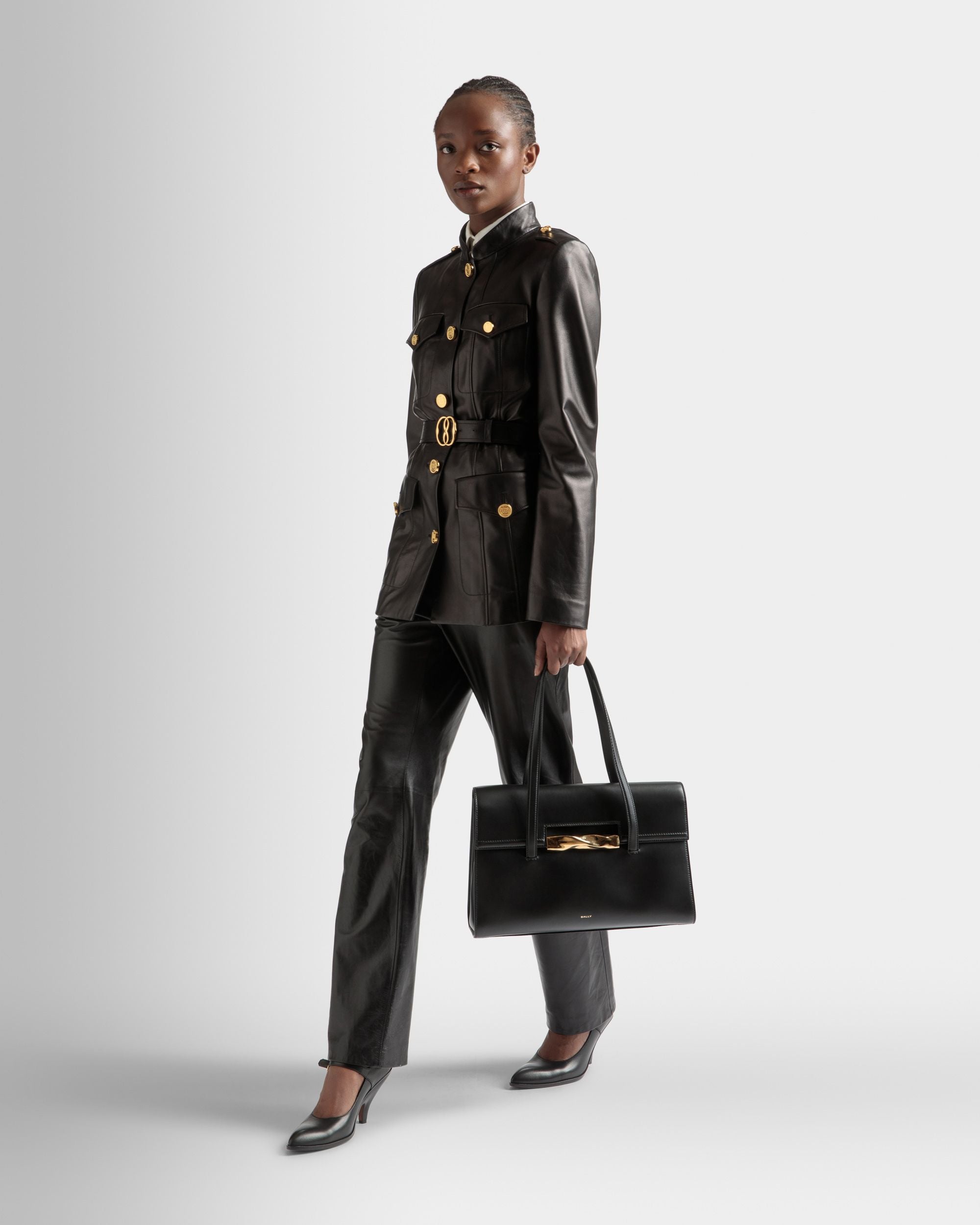 Baroque Shoulder Bag In Black Leather - Women's - Bally - 02
