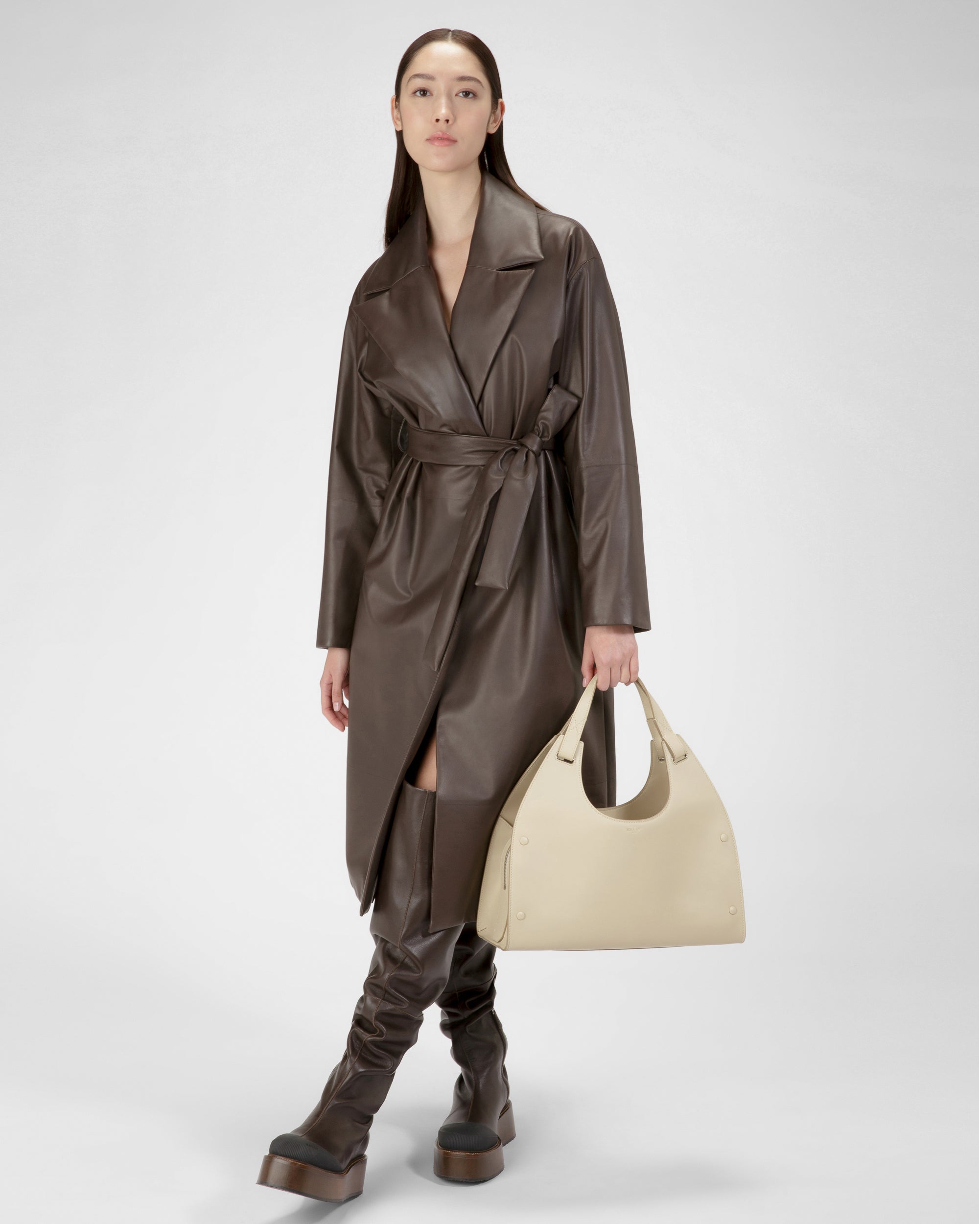 Ahres Leather Shoulder Bag In Light Beige - Women's - Bally - 07