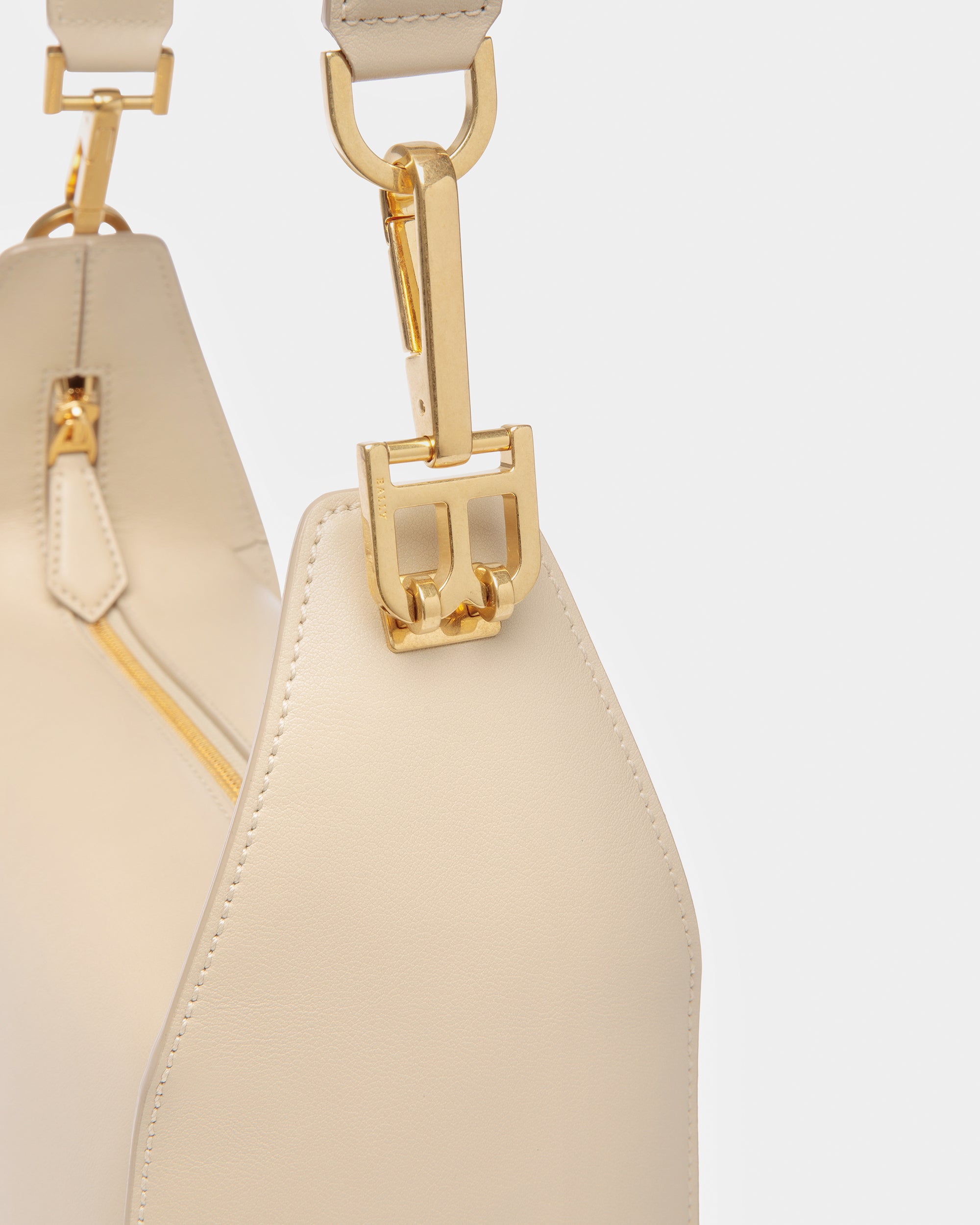 B-Hook Leather Shoulder Bag In Fossil - Women's - Bally - 03