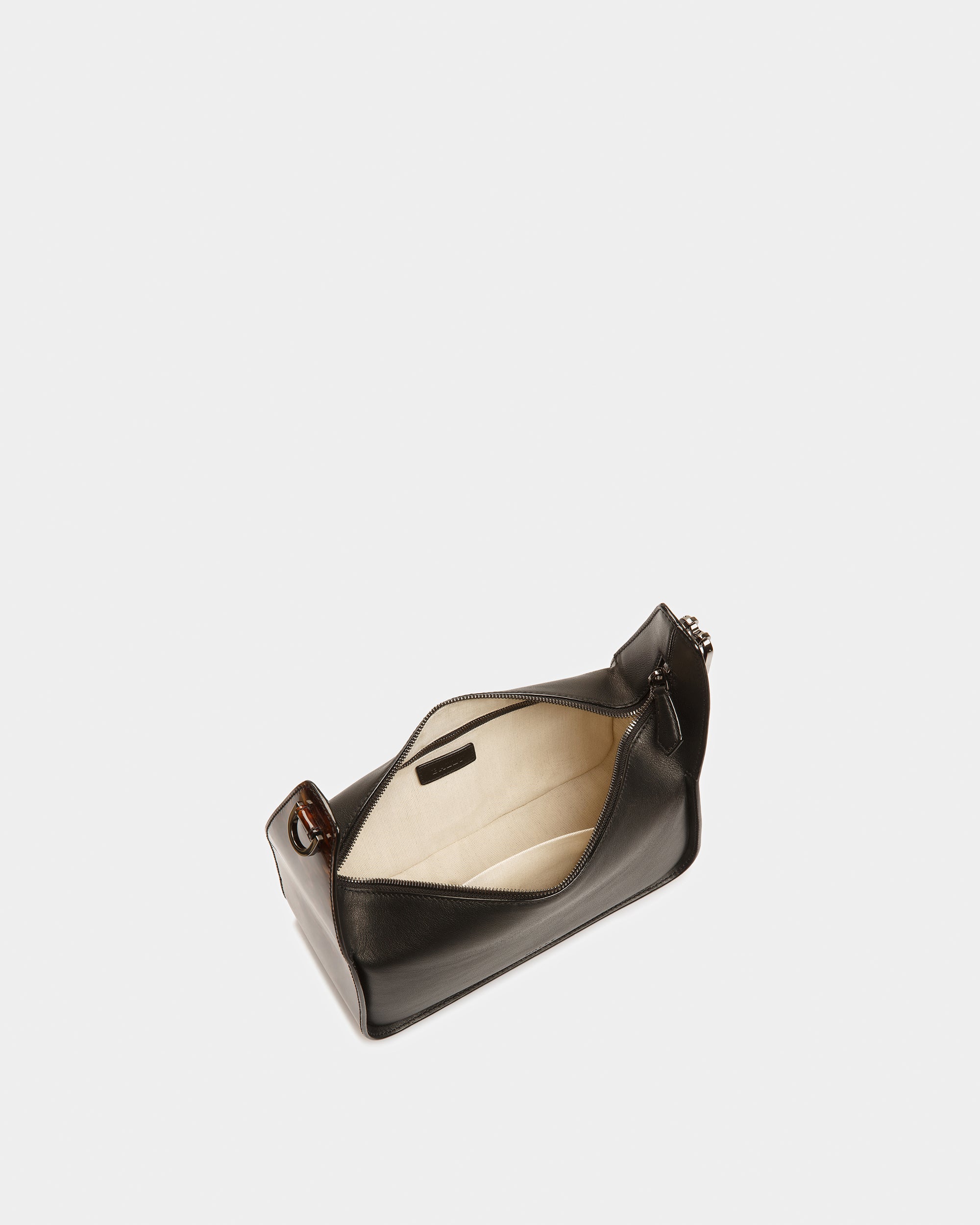 B-Hook Leather Shoulder Bag In Black - Women's - Bally - 04