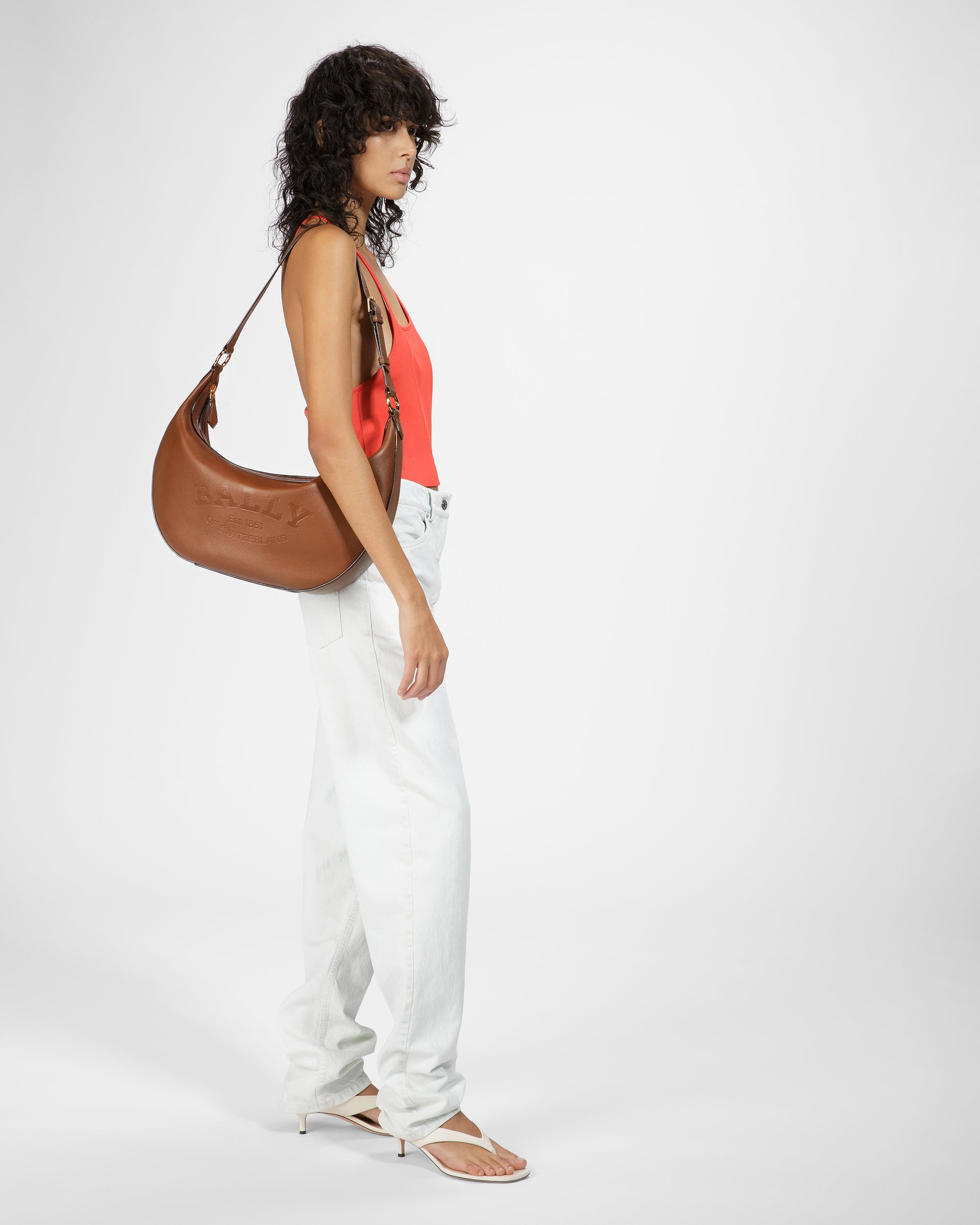 Charo Leather Shoulder Bag In Brown - Women's - Bally - 06