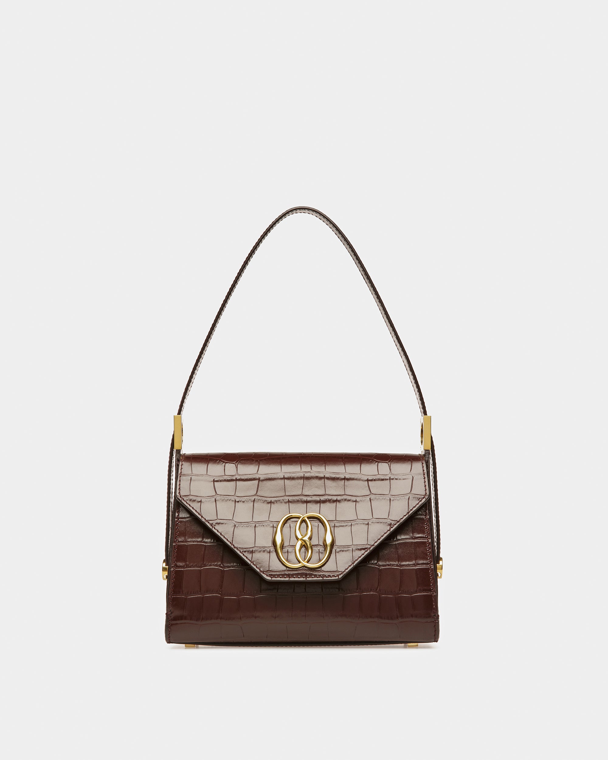 Emblem Top Handle In Crocodile Embossed Leather - Women's - Bally - 01