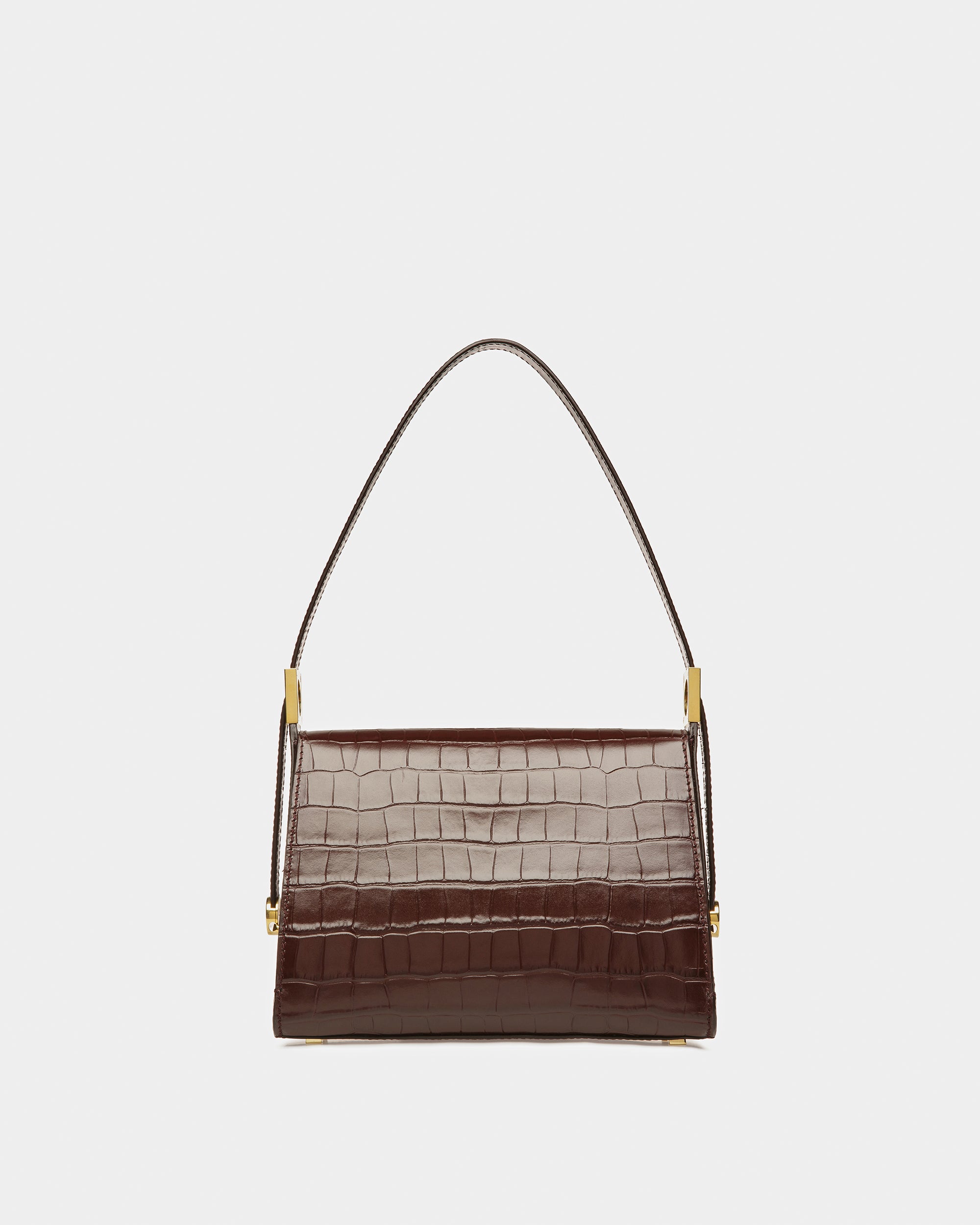 Emblem Top Handle In Crocodile Embossed Leather - Women's - Bally - 03