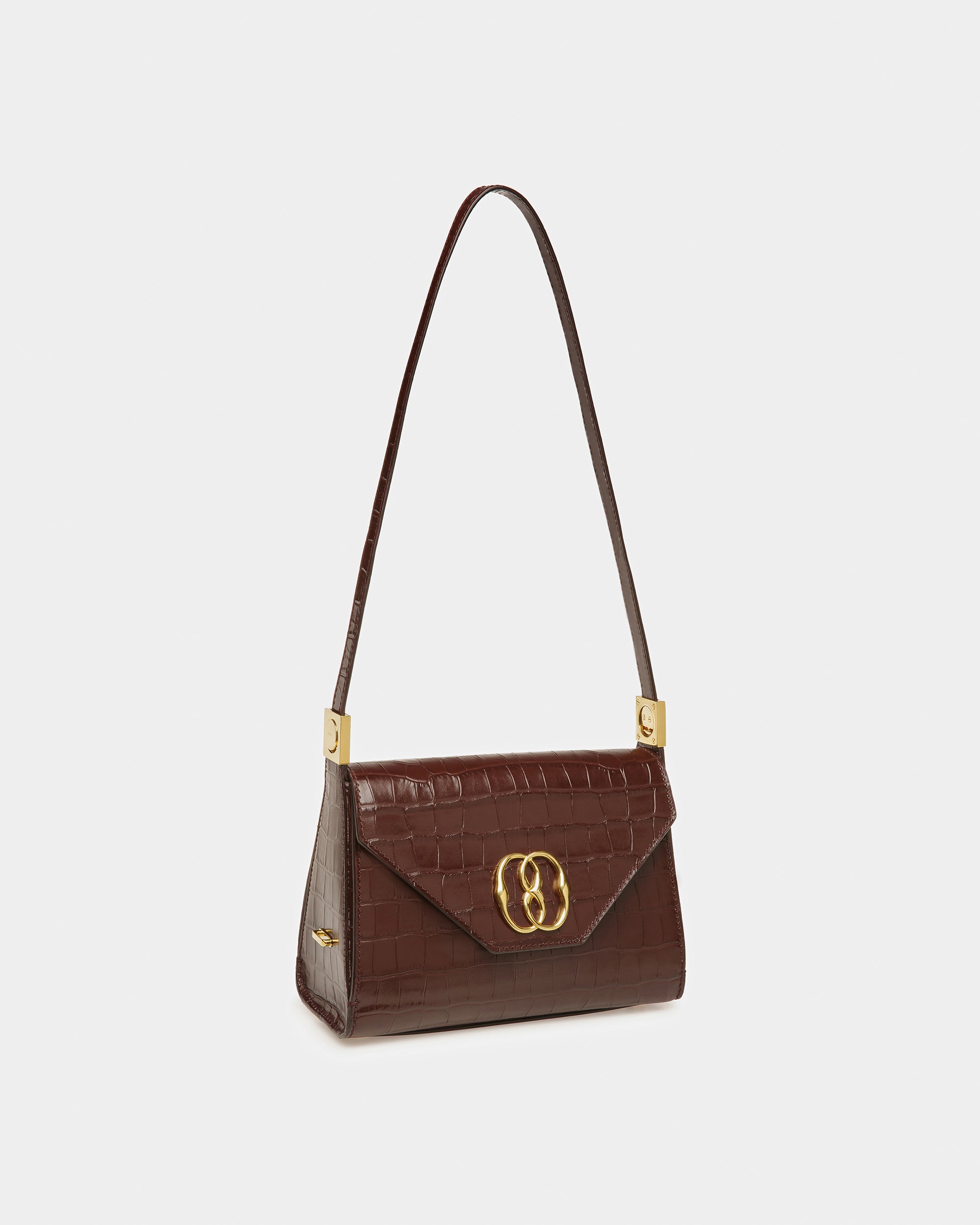 Emblem Top Handle In Crocodile Embossed Leather - Women's - Bally - 04