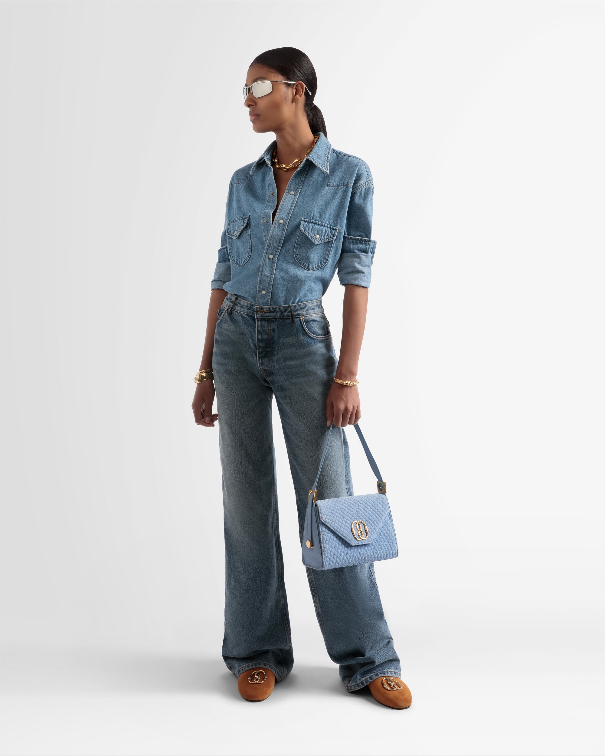 Emblem Top Handle In Quilted Suede - Women's - Bally - 02