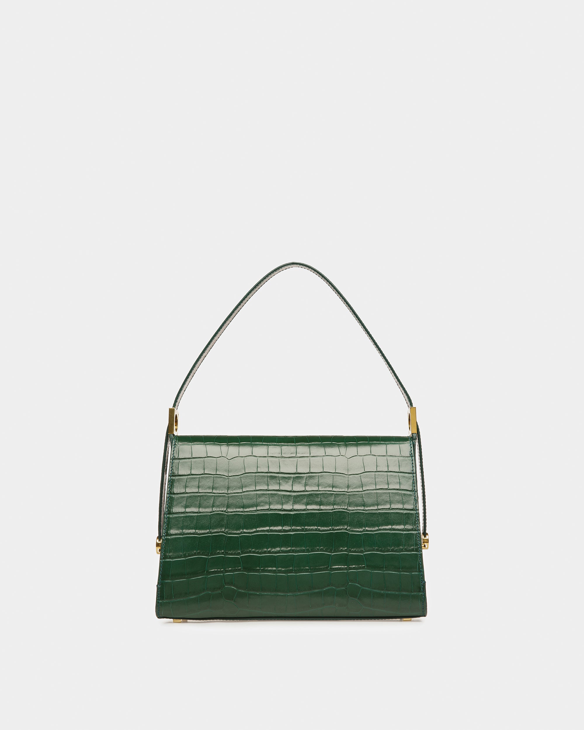 Emblem Shoulder Bag In Crocodile Embossed Leather - Women's - Bally - 03