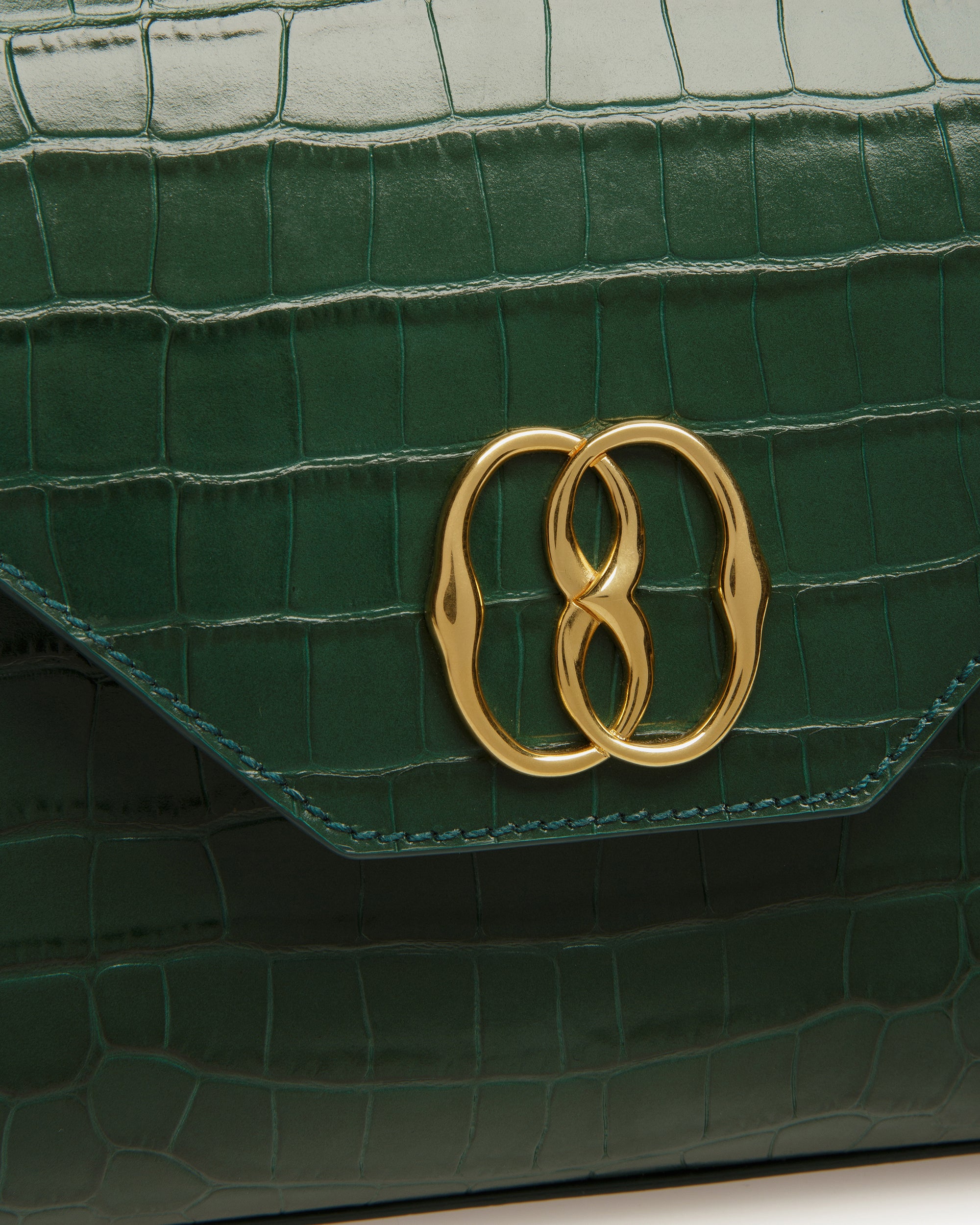 Emblem Shoulder Bag In Crocodile Embossed Leather - Women's - Bally - 06