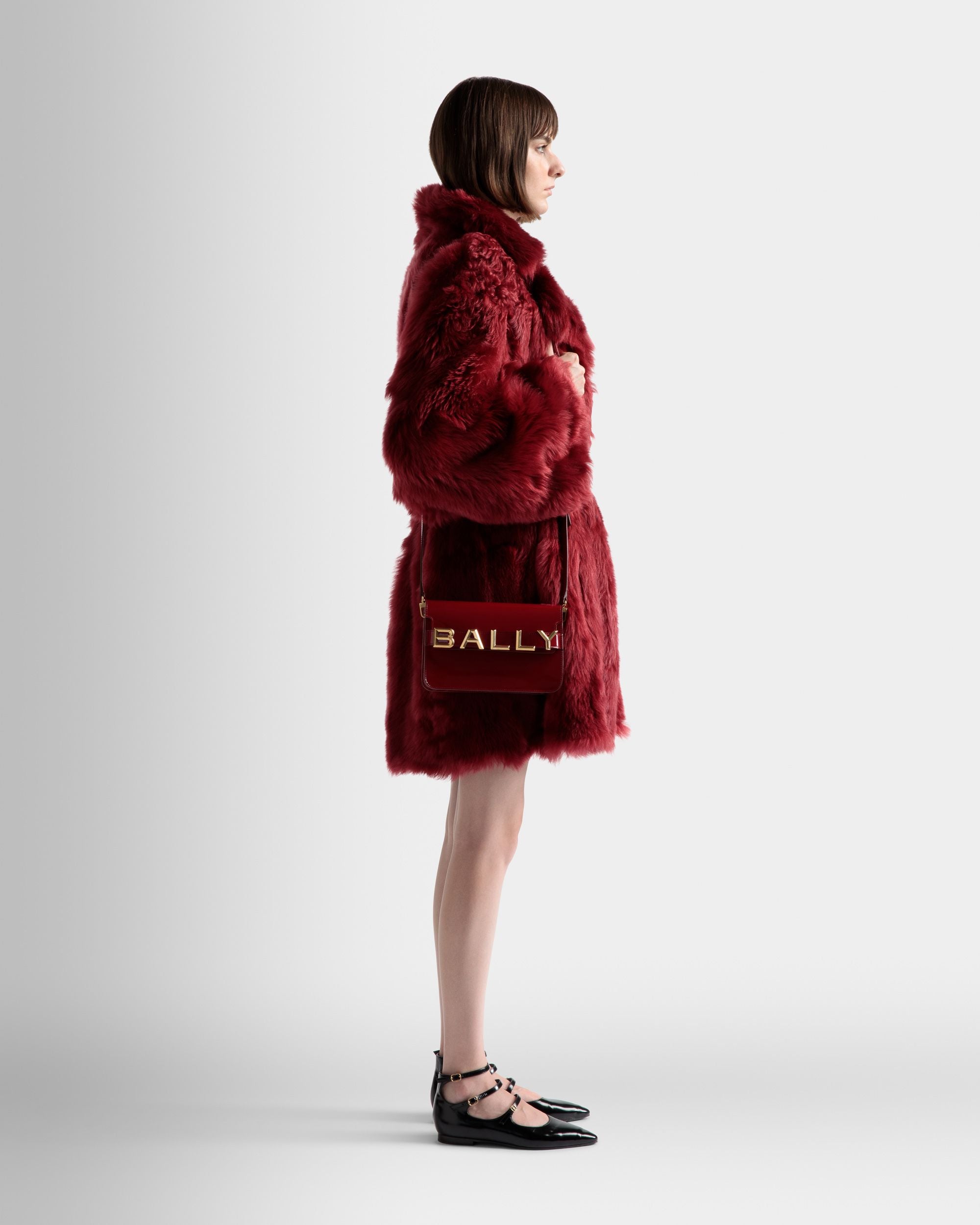 Logo Crossbody In Deep Ruby Leather - Women's - Bally - 02