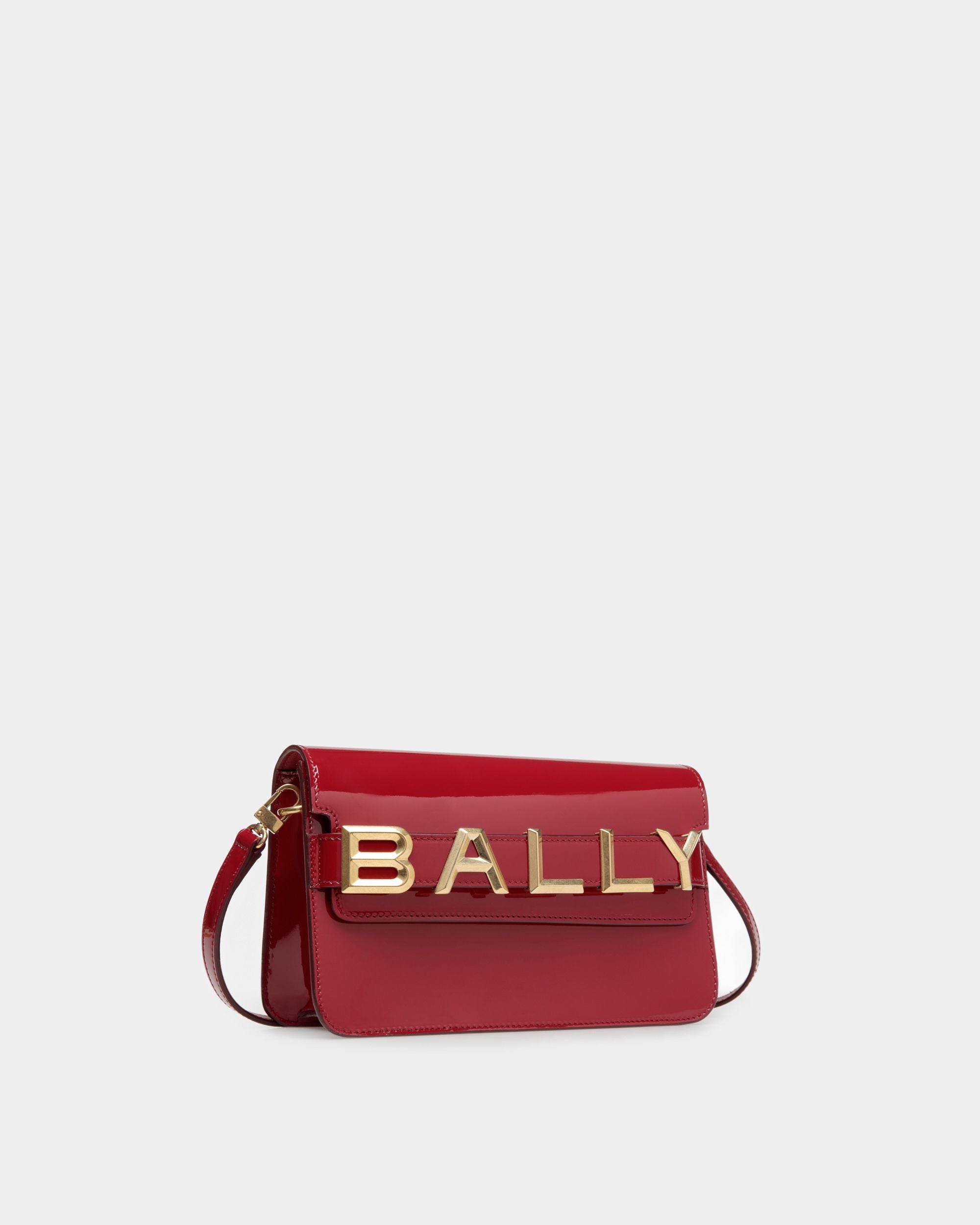 Logo Crossbody In Deep Ruby Leather - Women's - Bally - 04