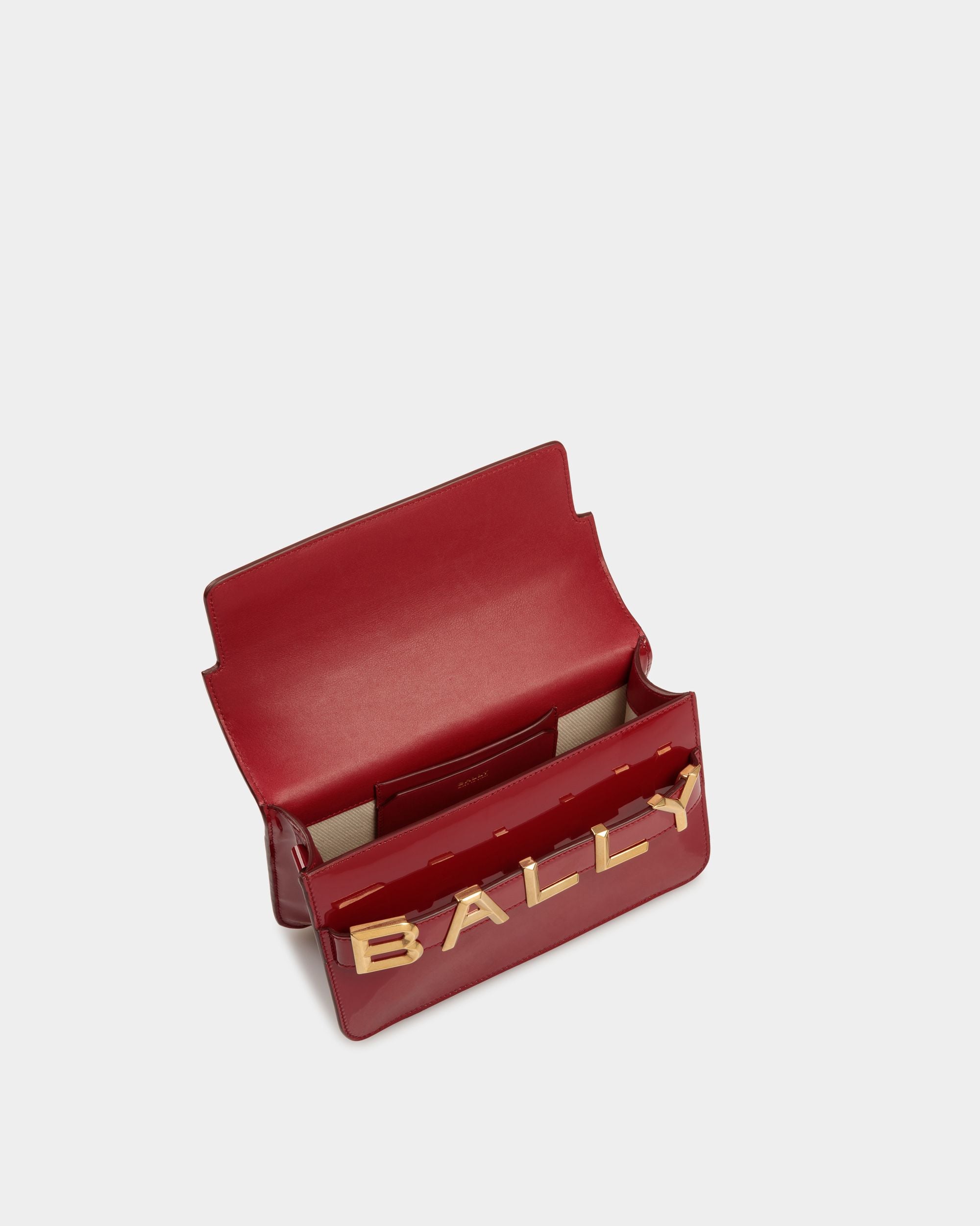 Logo Crossbody In Deep Ruby Leather - Women's - Bally - 05
