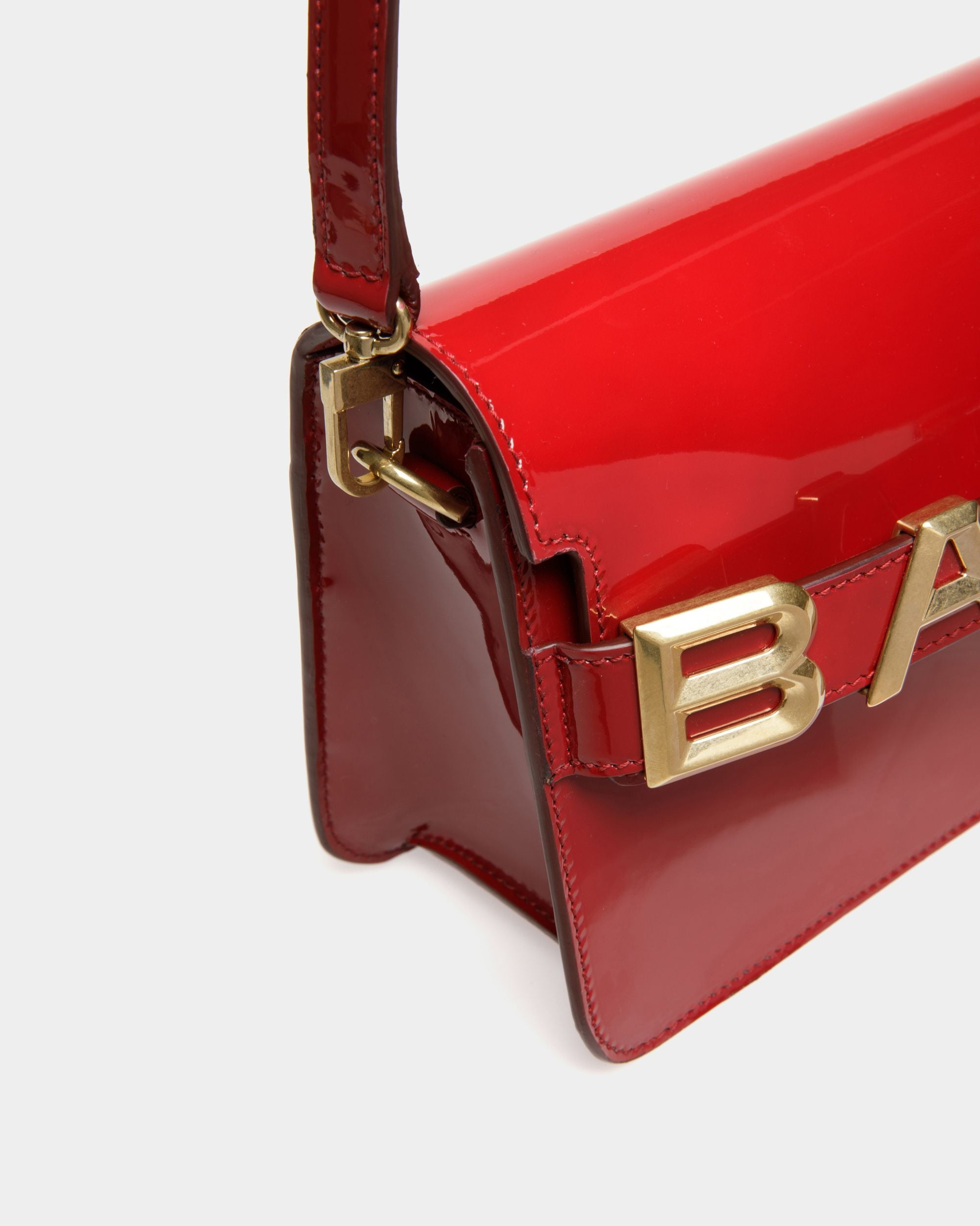Logo Crossbody In Deep Ruby Leather - Women's - Bally - 06