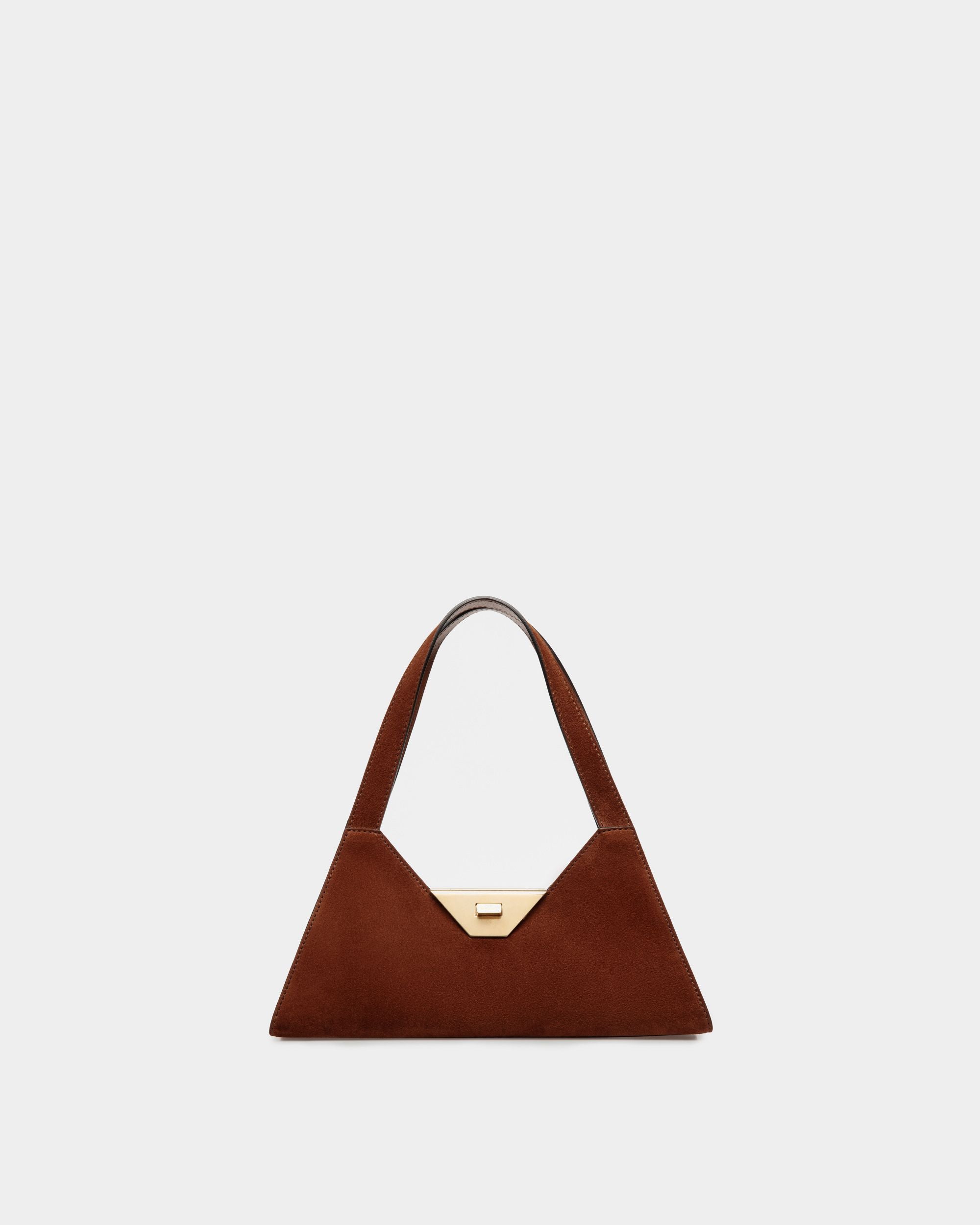 Trilliant Small Shoulder Bag In Brown Suede Leather - Women's - Bally - 01