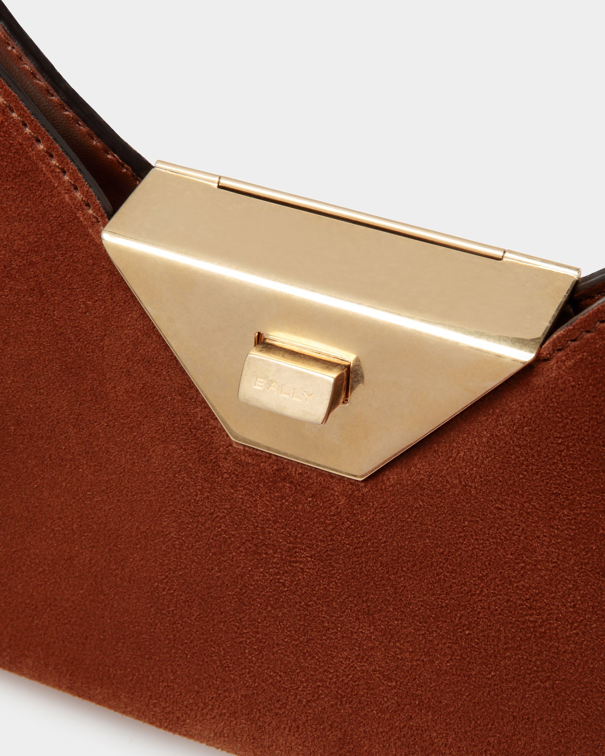 Trilliant Small Shoulder Bag In Brown Suede Leather - Women's - Bally - 06