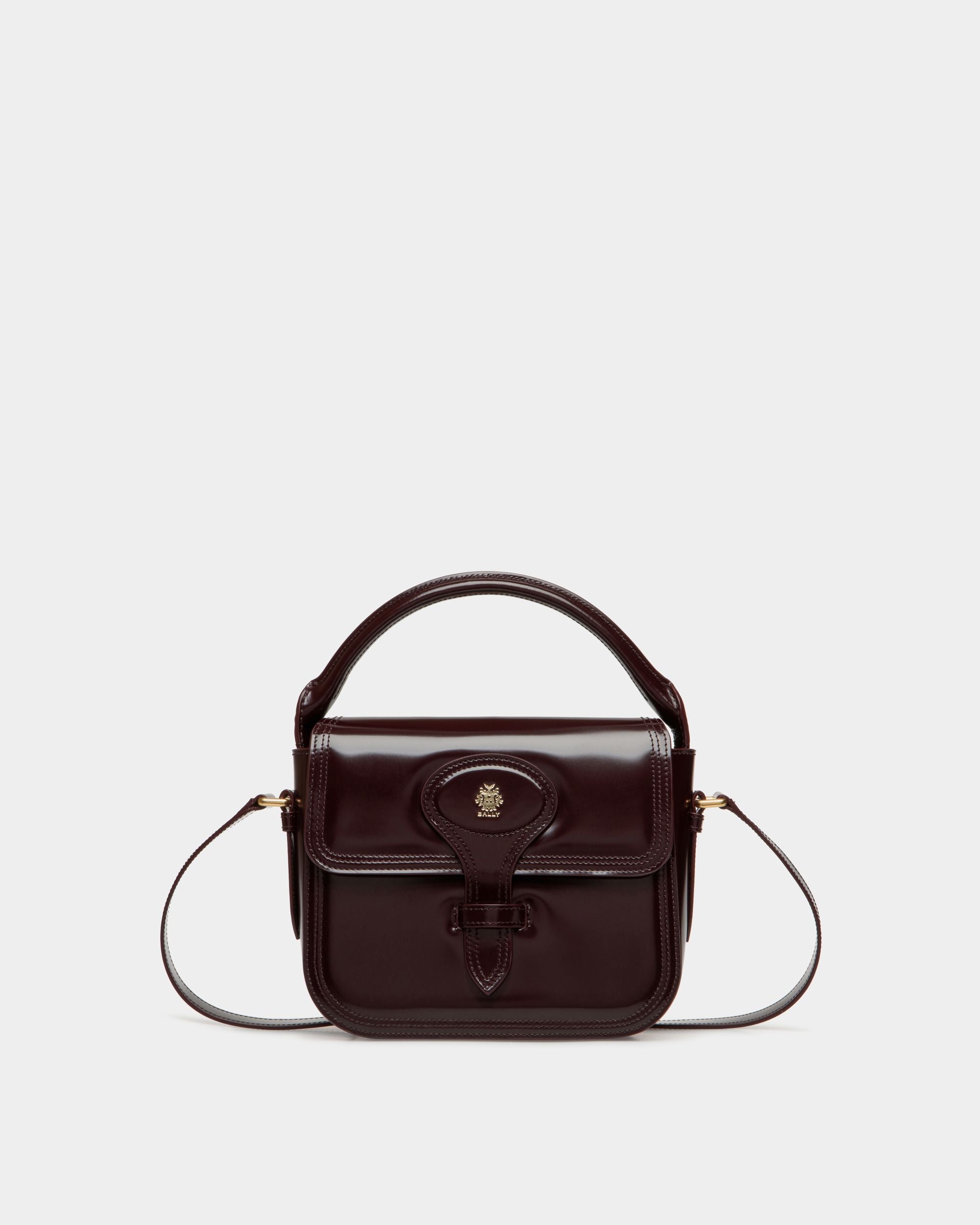 Beckett Minibag In Deep Burgundy Brushed Leather - Women's - Bally - 01