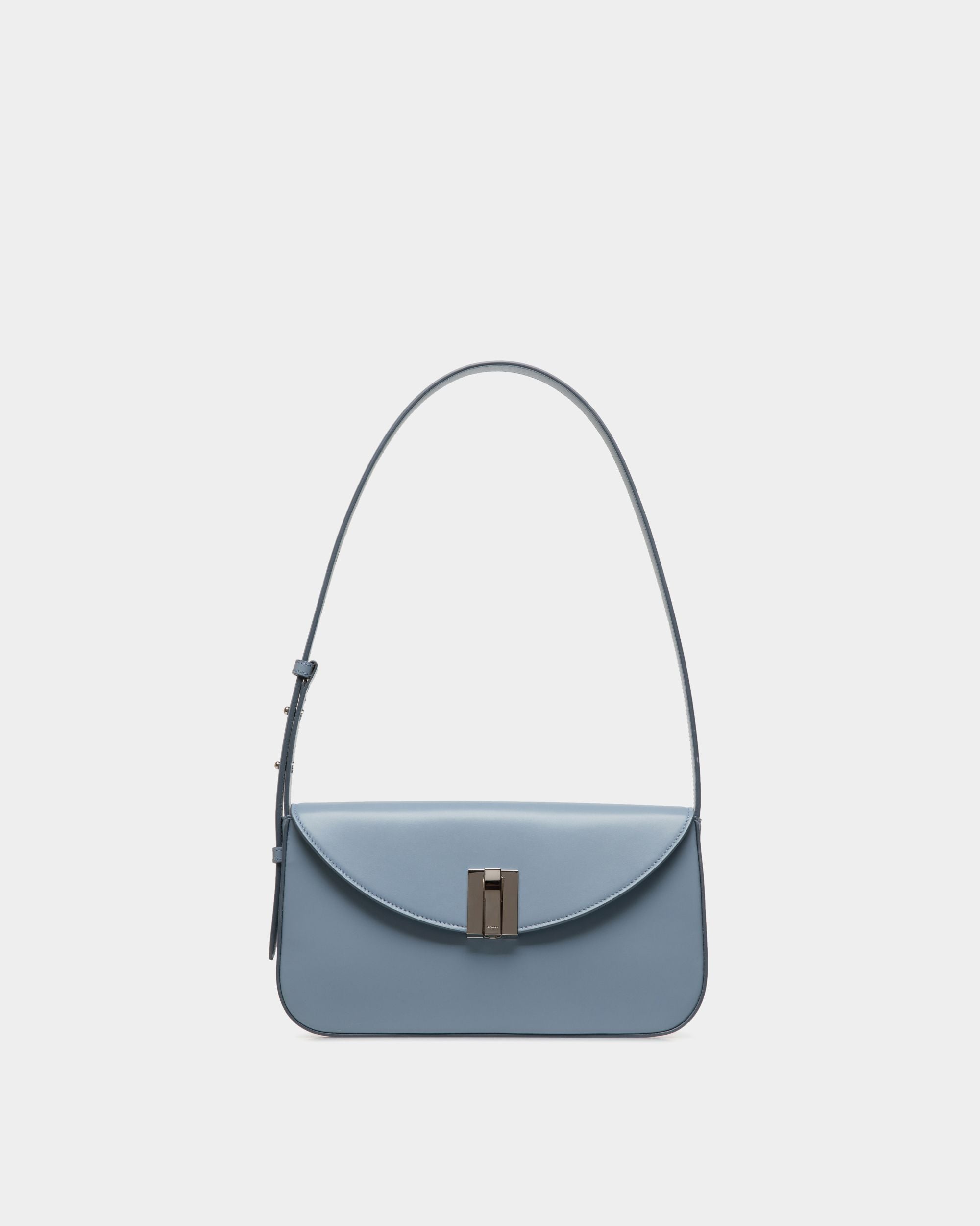 Ollam Small Shoulder Bag in Light Blue Leather - Women's - Bally - 01