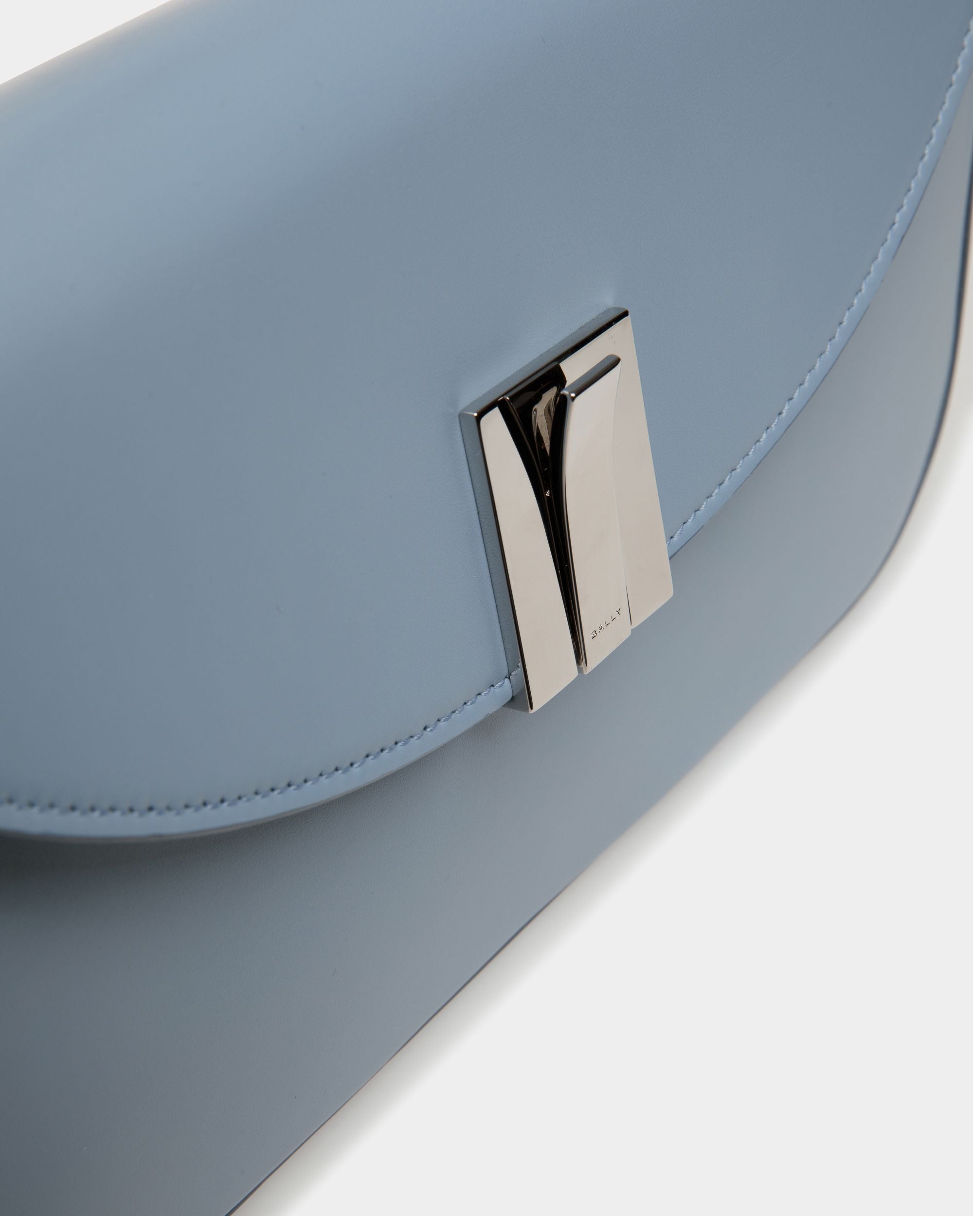 Ollam Small Shoulder Bag in Light Blue Leather - Women's - Bally - 05
