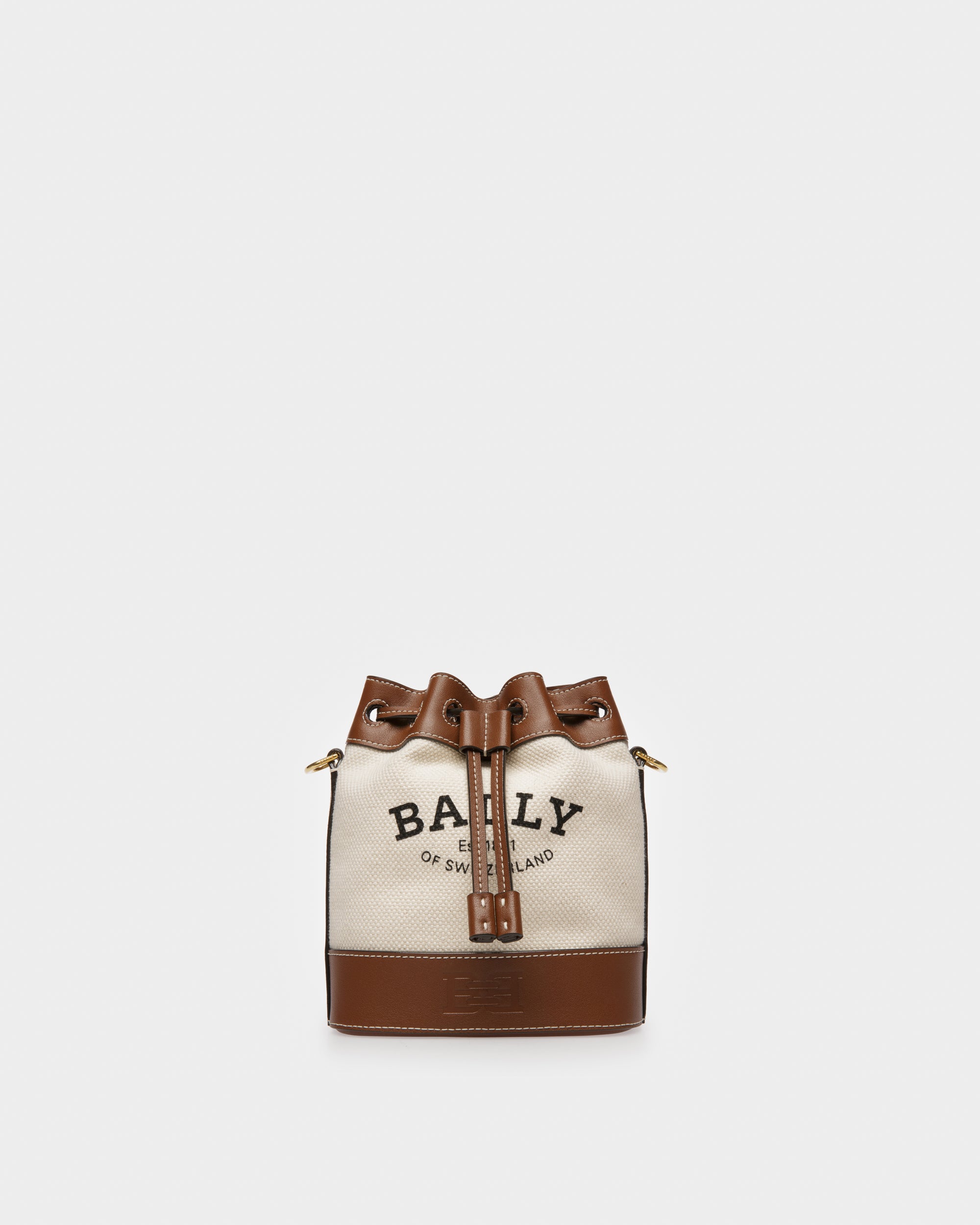 Cleoh Fabric Bucket Bag In Natural And Brown - Women's - Bally - 01