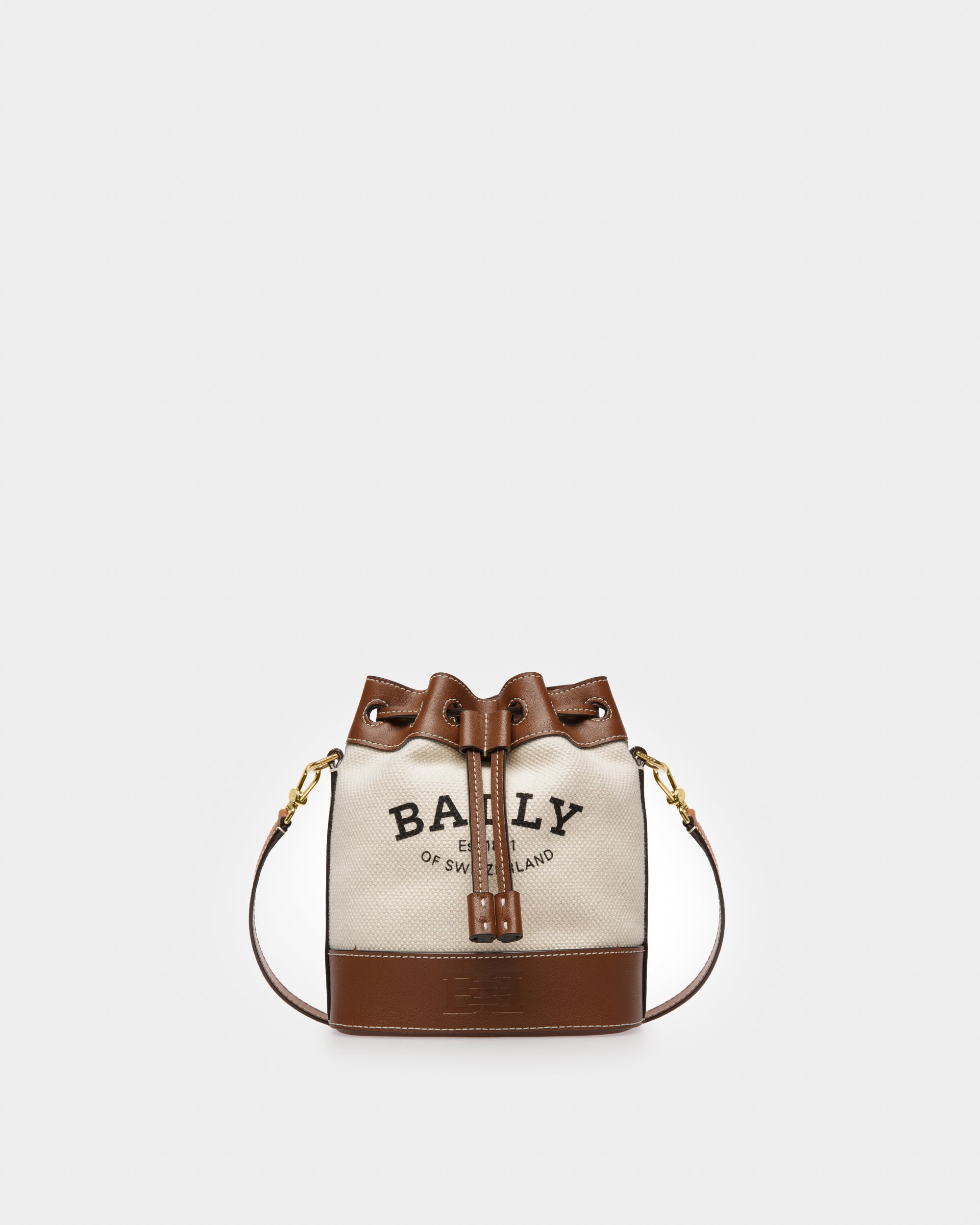 Cleoh Fabric Bucket Bag In Natural And Brown - Women's - Bally - 08