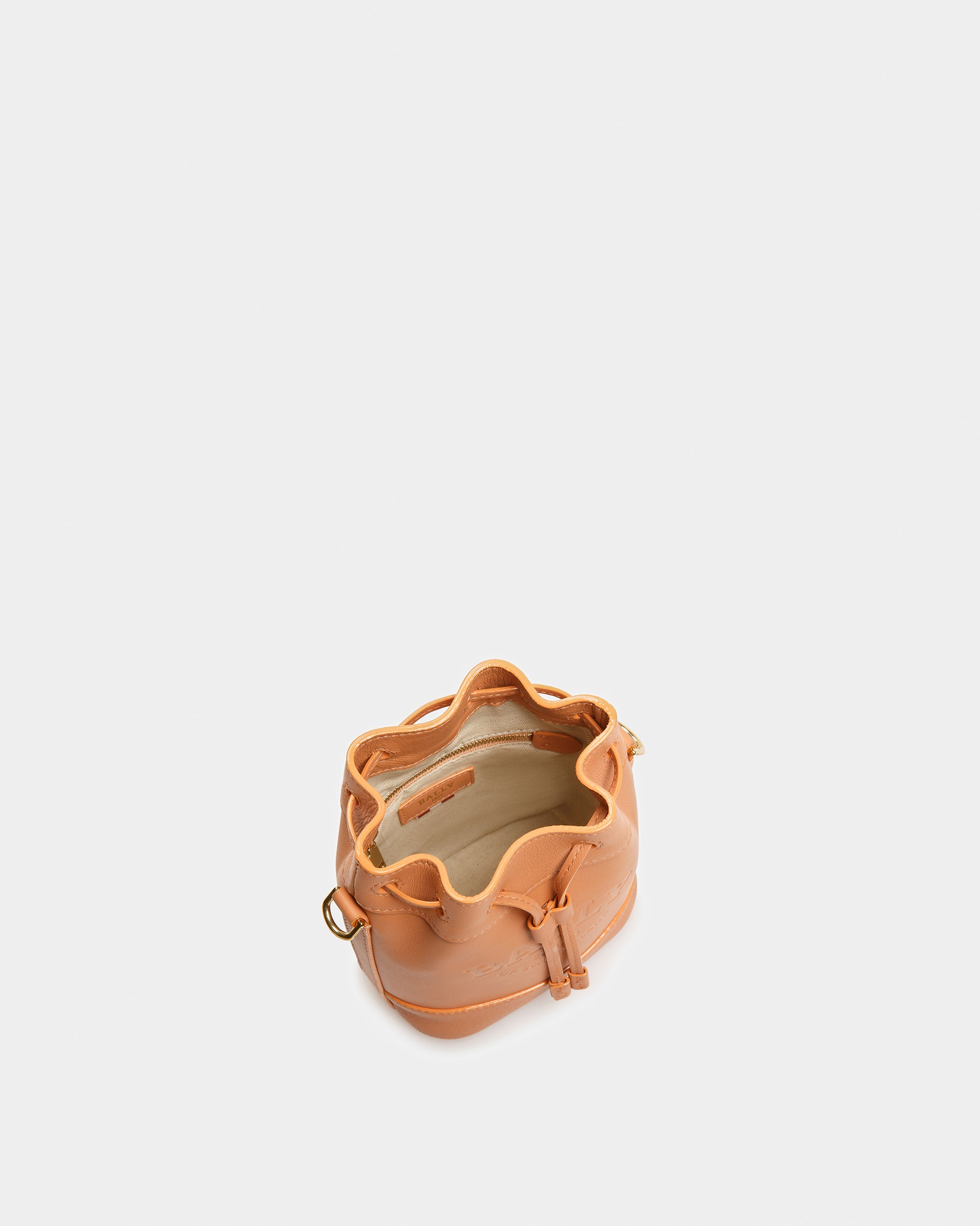 Cleoh XS Leather Bucket Bag In Peach - Women's - Bally - 03