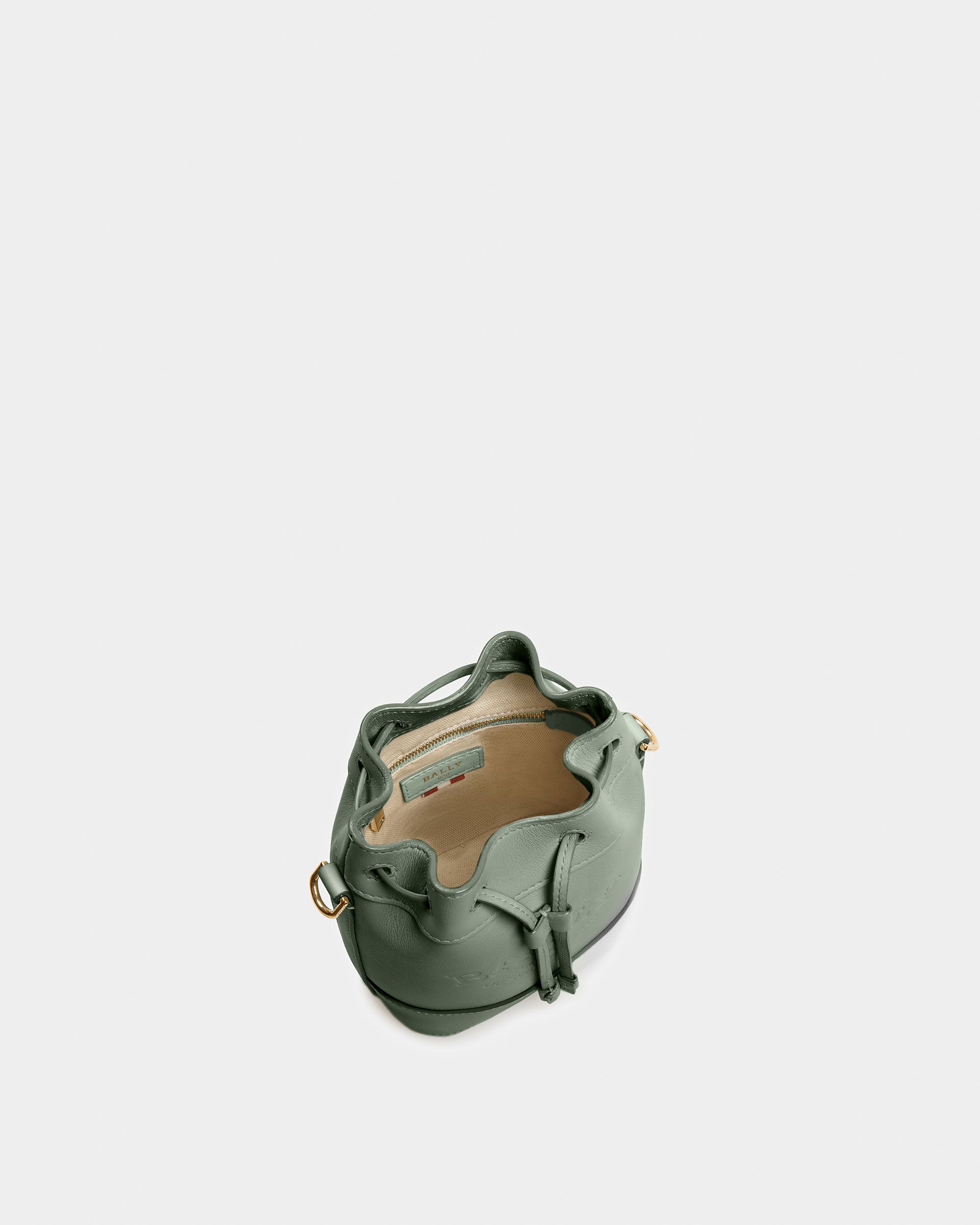 Cleoh Leather Bucket Bag In Sage - Women's - Bally - 03