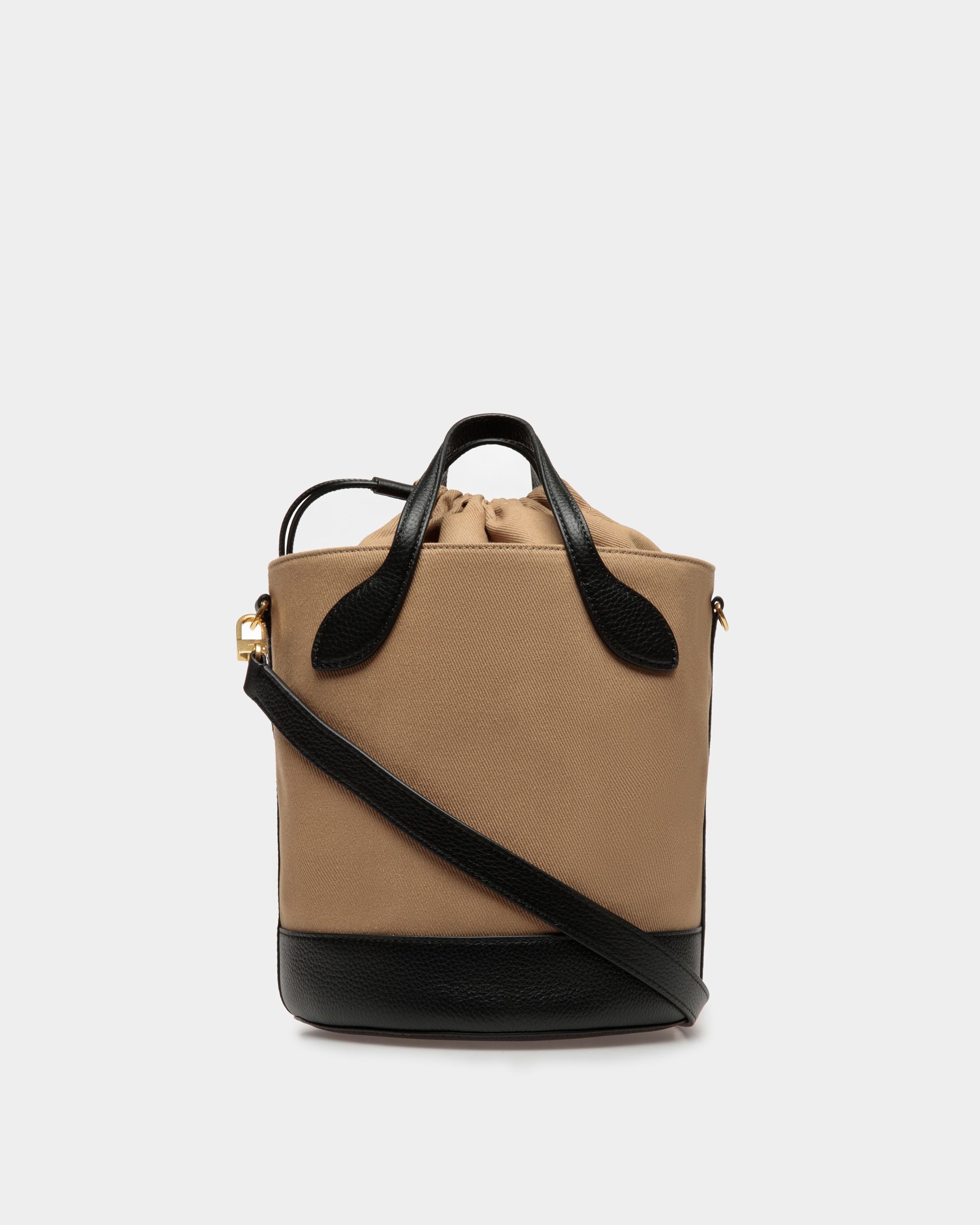 Bar Bucket Bag In Sand And Black Fabric - Women's - Bally - 02